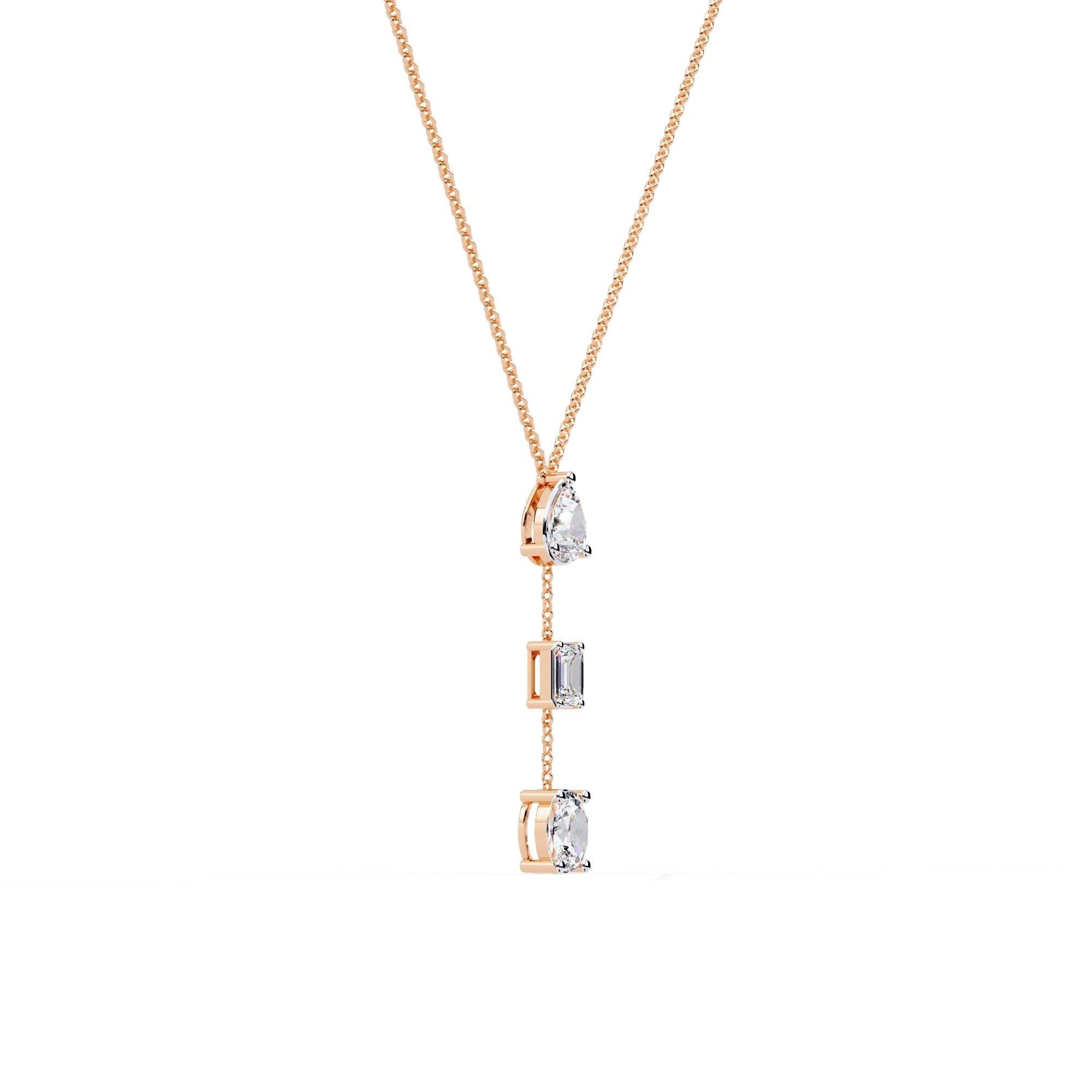Sterling Silver Moissanite Y Drop Necklace | Bridal Jewelry Gift
