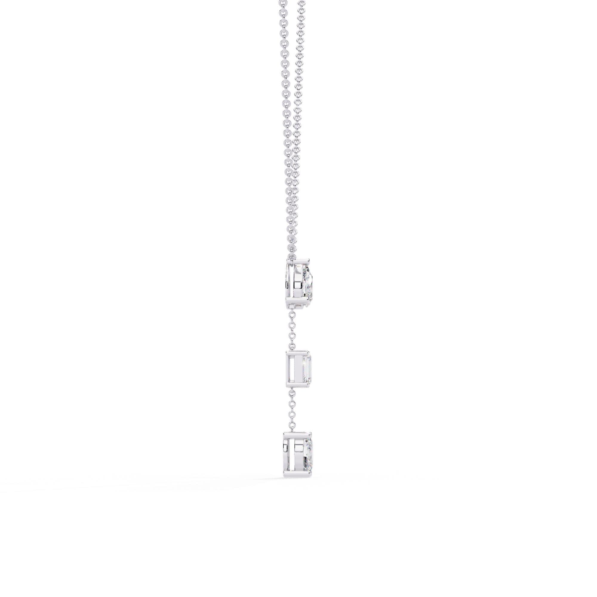 Sterling Silver Moissanite Y Drop Necklace | Bridal Jewelry Gift