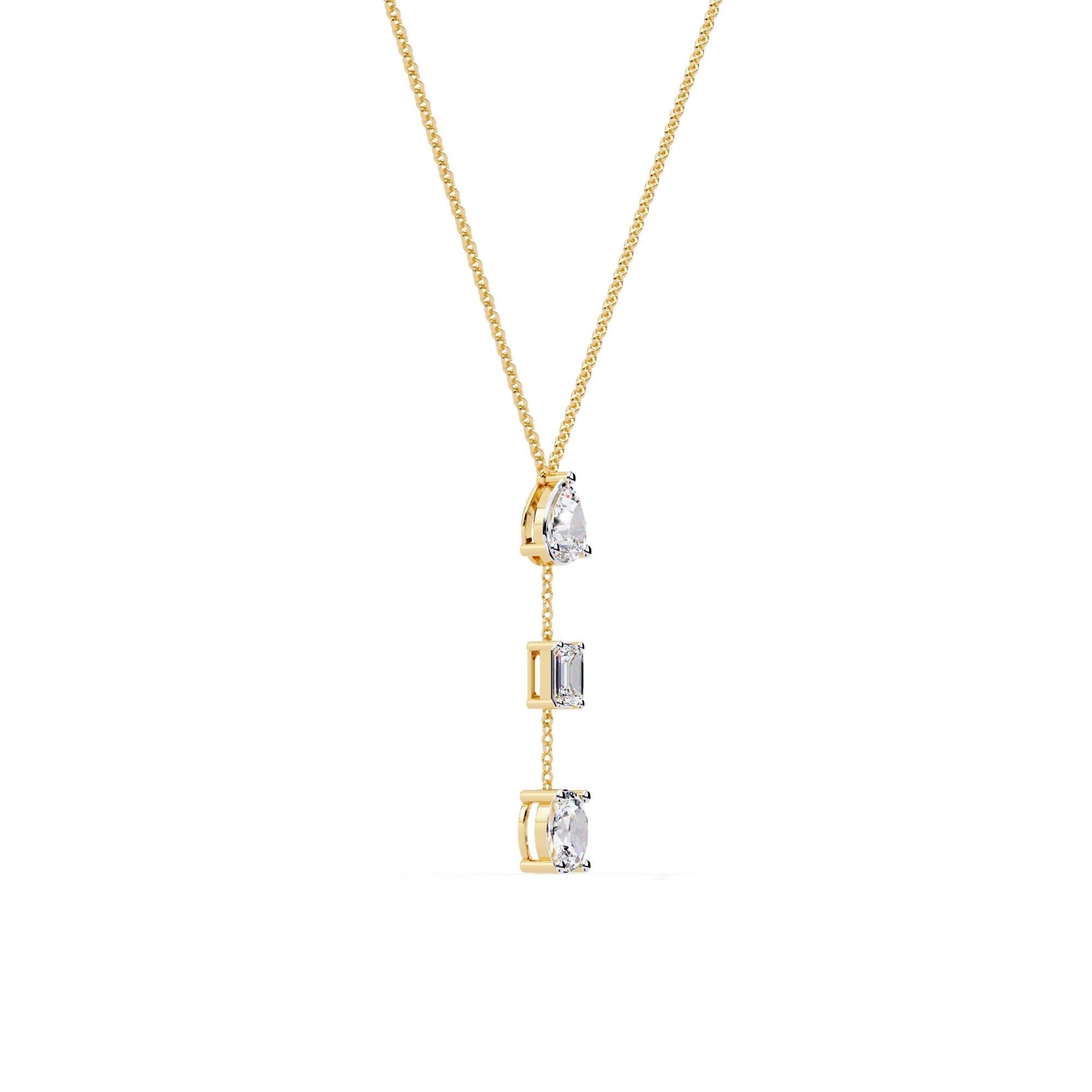 Sterling Silver Moissanite Y Drop Necklace | Bridal Jewelry Gift