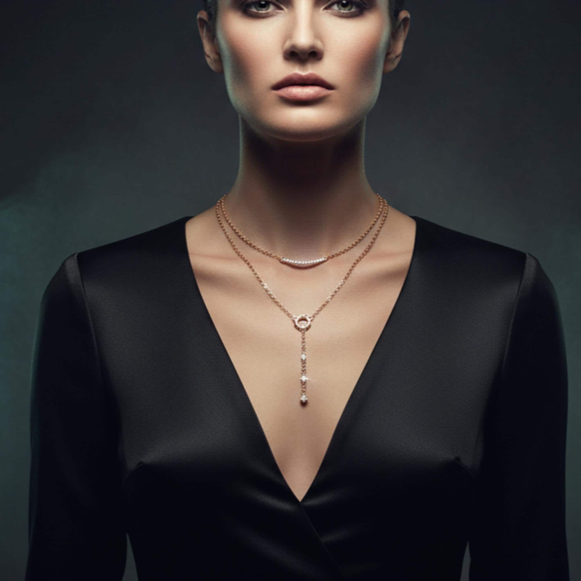 Moissanite Lariat Necklace, 925 Sterling Silver Y Drop Pendant