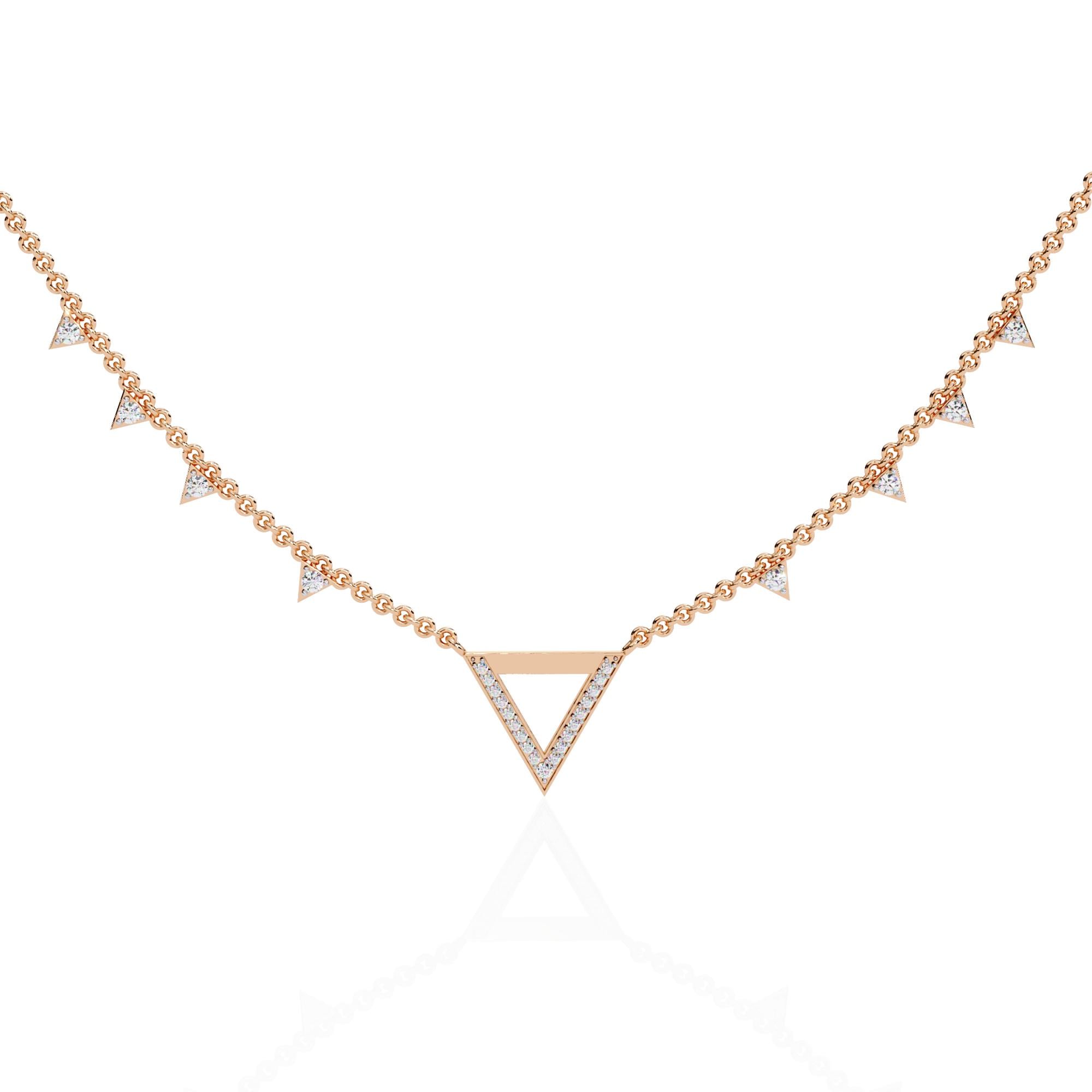 Moissanite Triangle Pendant Necklace, 925 Sterling Silver, Minimalist Geometric