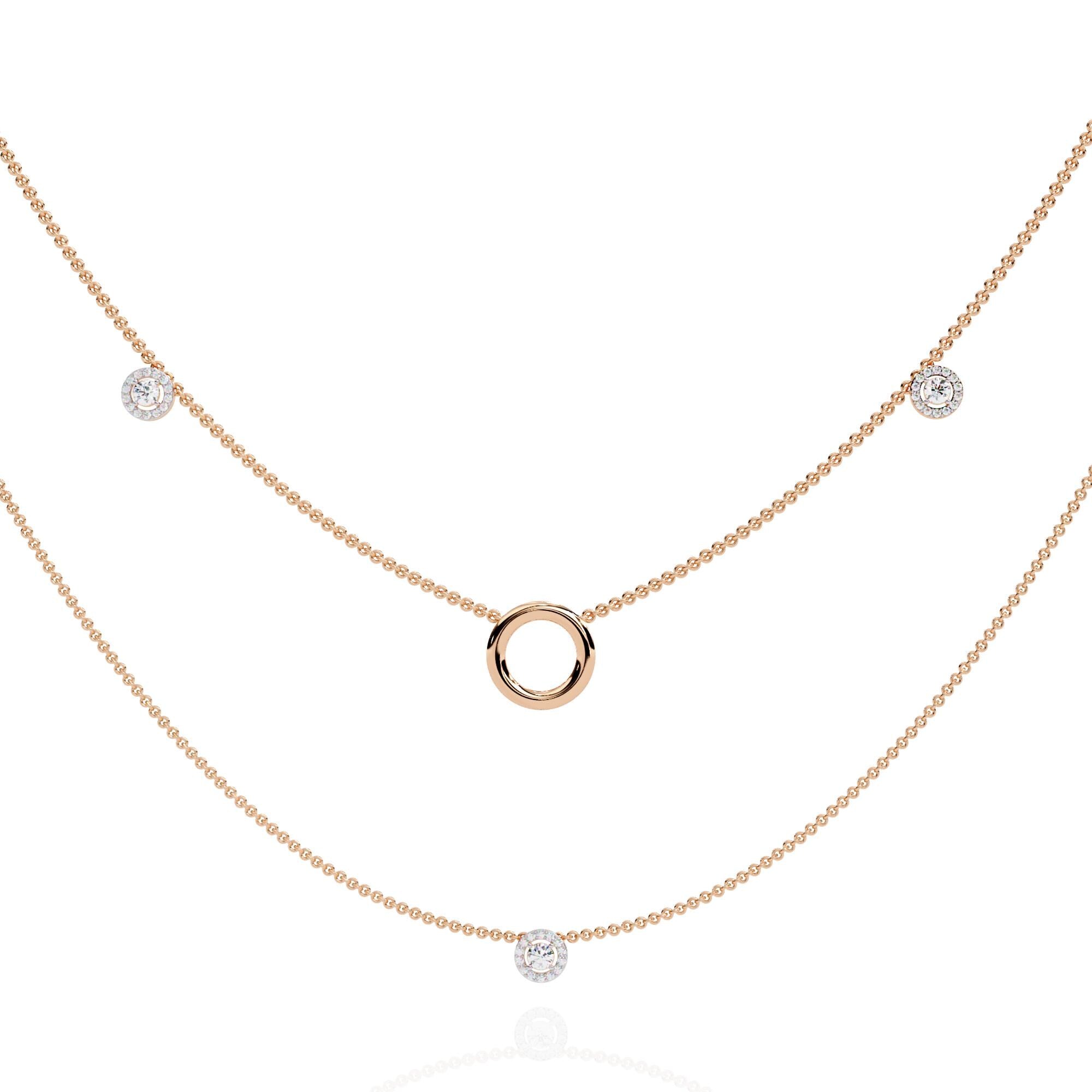 Moissanite Layered Necklace, 925 Sterling Silver Double Chain