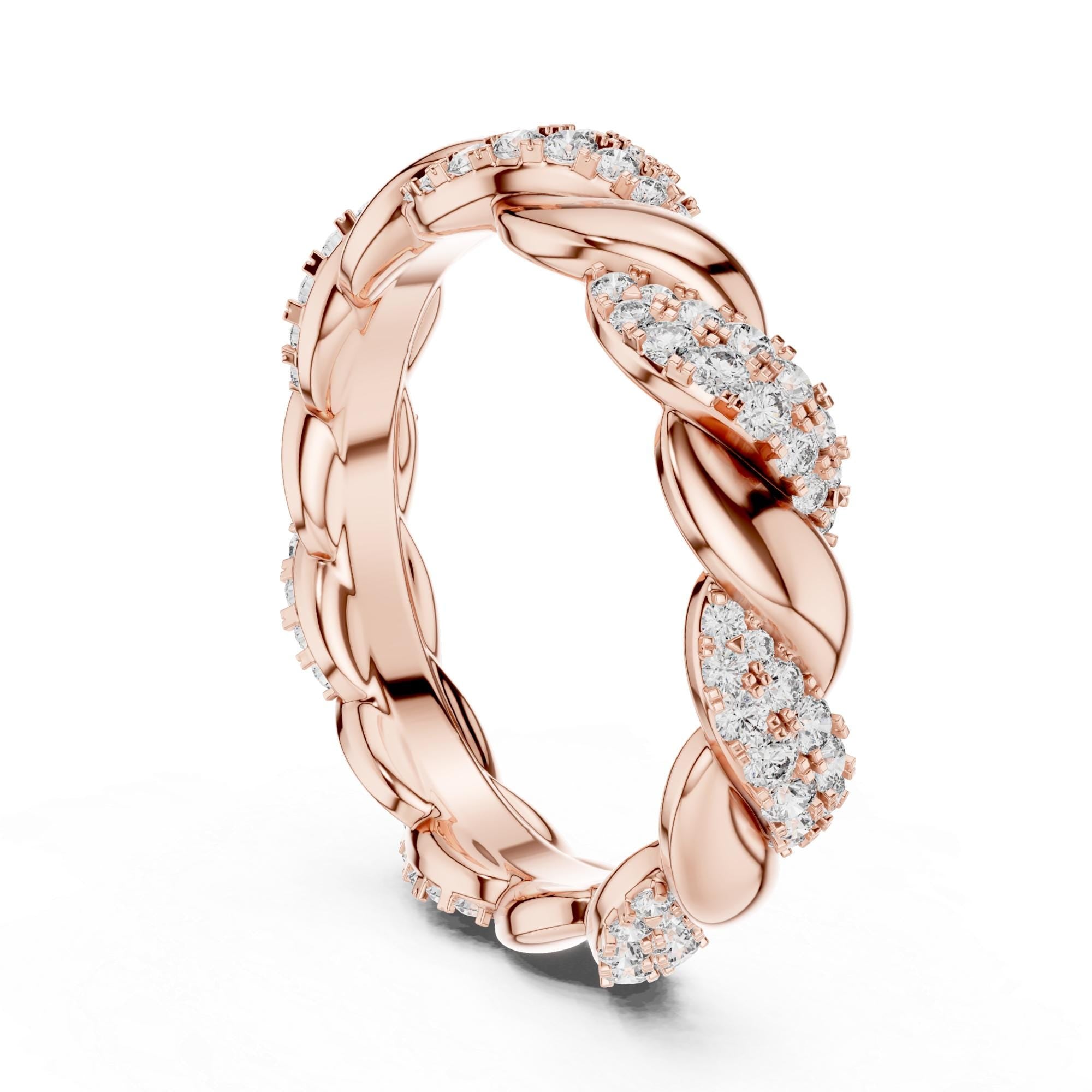 Twisted Sterling Silver Moissanite Wedding Band, Full Eternity Anniversary Ring