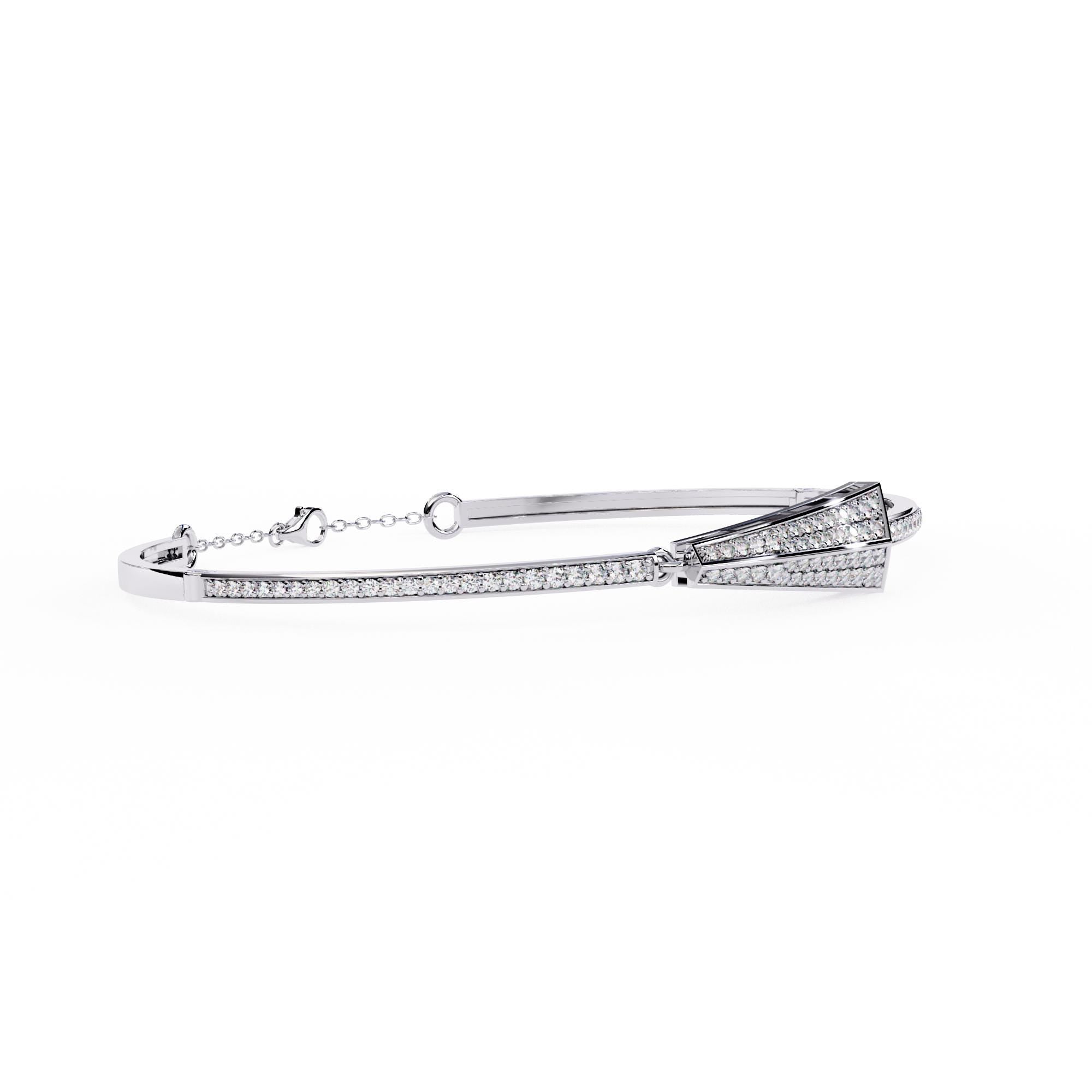 Handmade Moissanite Bangle Bracelet, 925 Sterling Silver Cuff