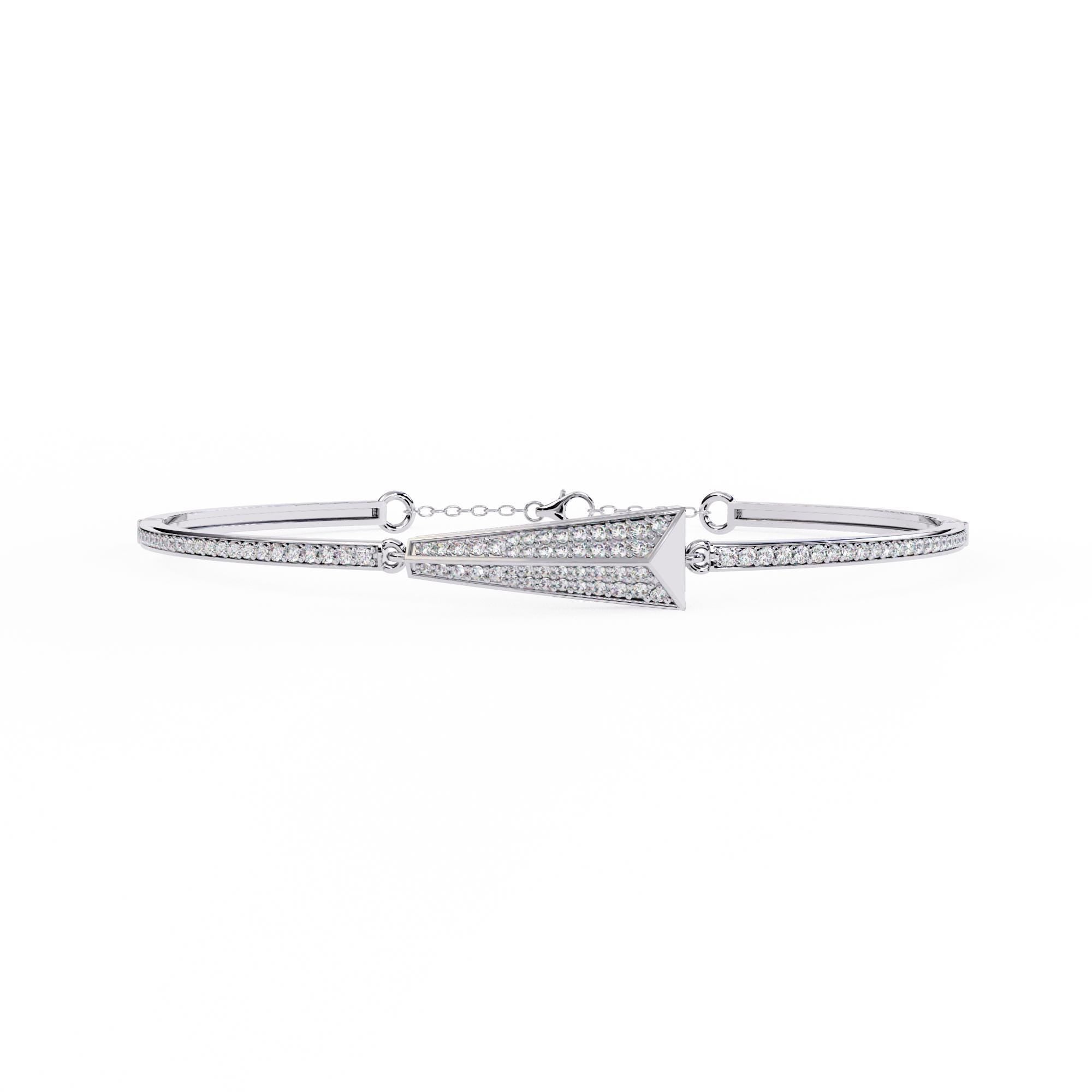 Handmade Moissanite Bangle Bracelet, 925 Sterling Silver Cuff