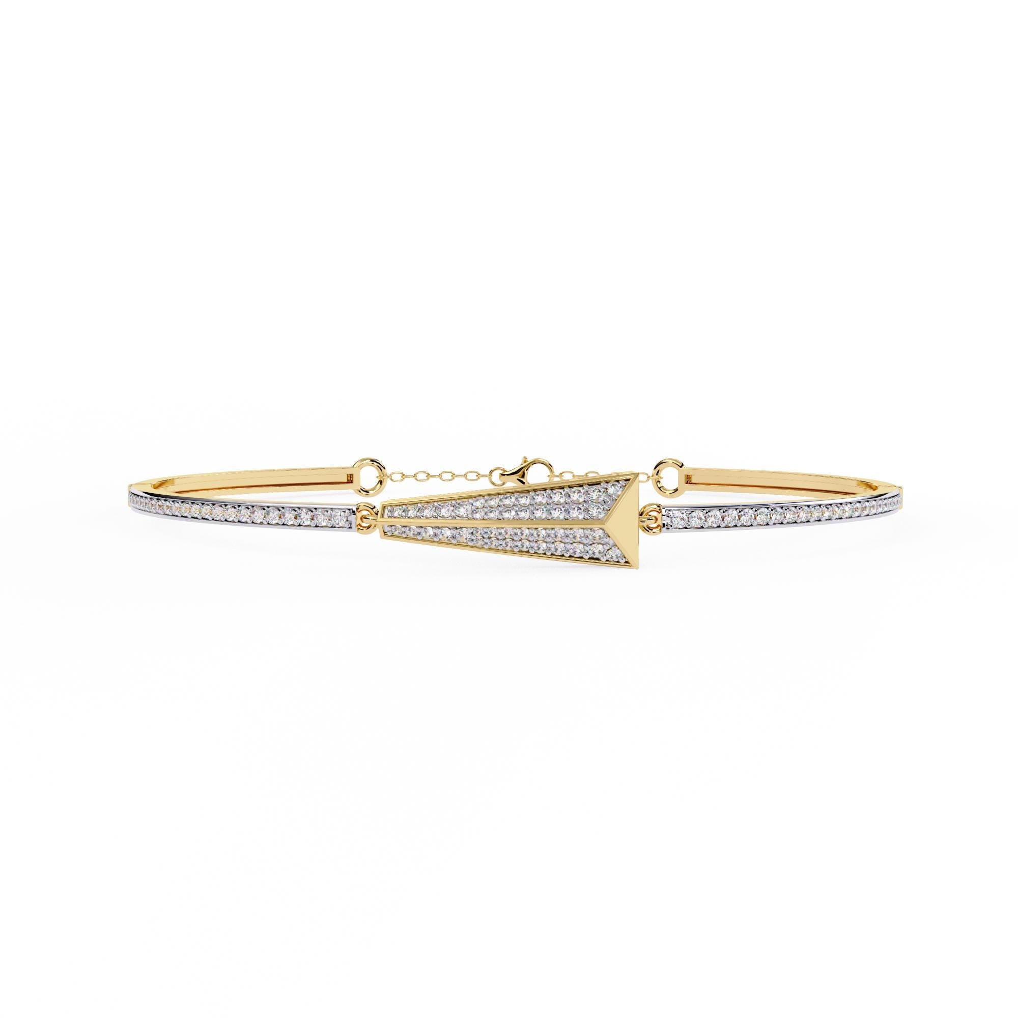 Handmade Moissanite Bangle Bracelet, 925 Sterling Silver Cuff