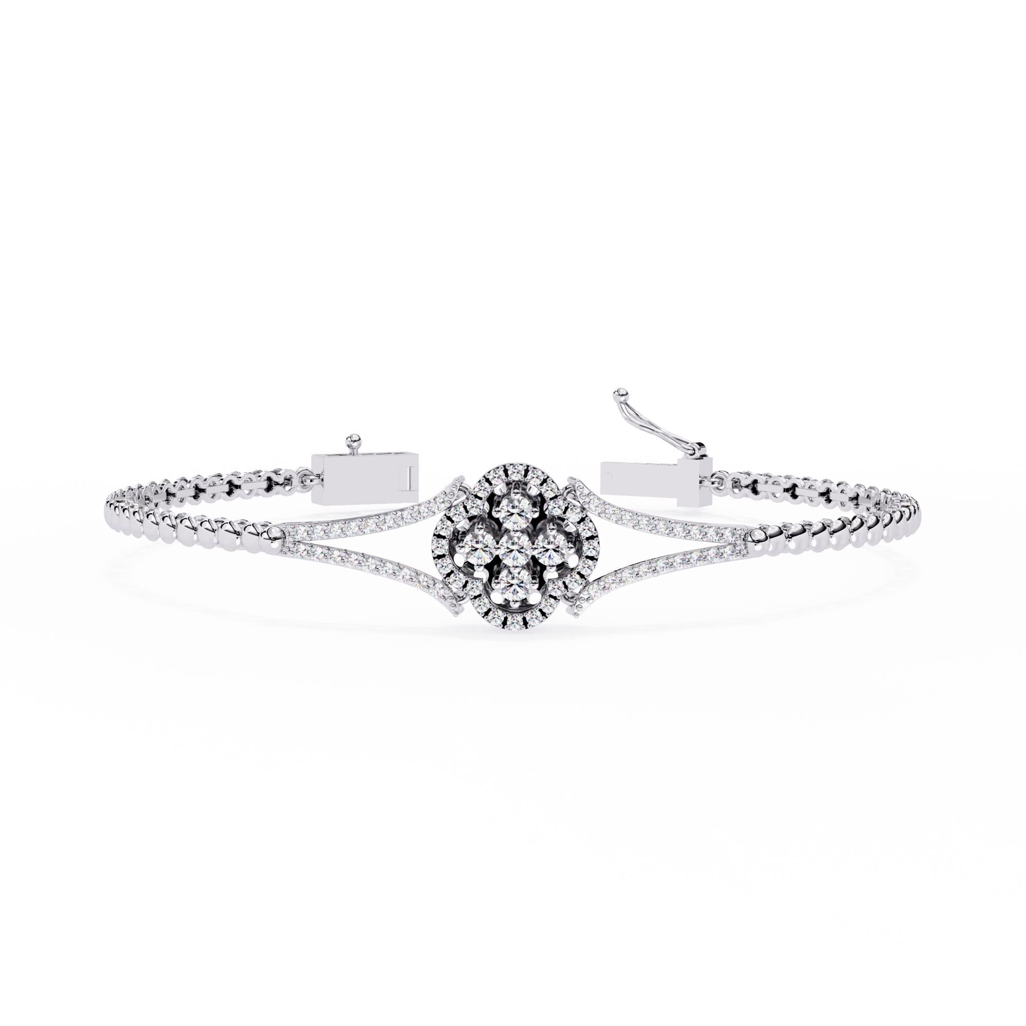 Handmade Moissanite Sterling Silver Bangle Bracelet, Anniversary Gift
