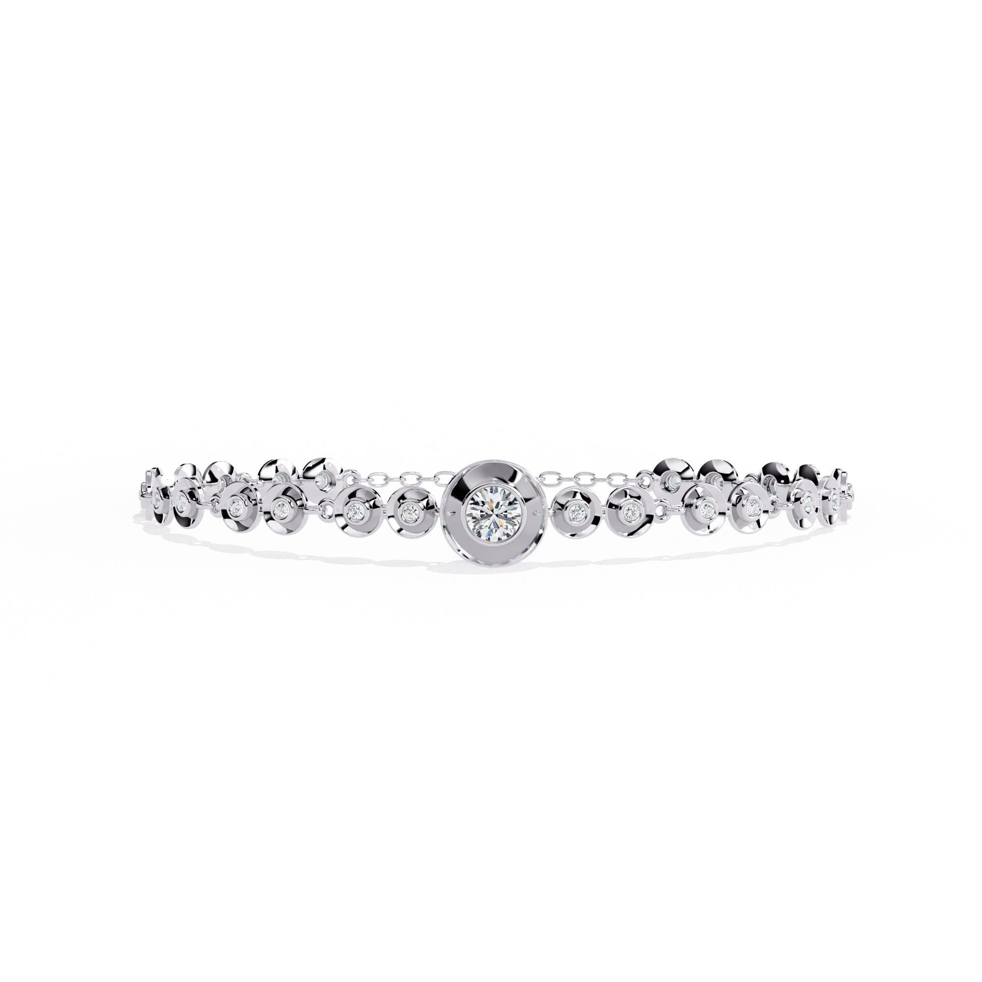 Handmade Moissanite Sterling Silver Bracelet, Dainty Bridal Chain