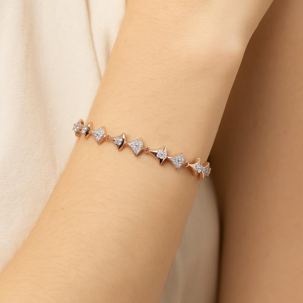 Handmade Moissanite Bracelet, 925 Sterling Silver Bow Jewelry