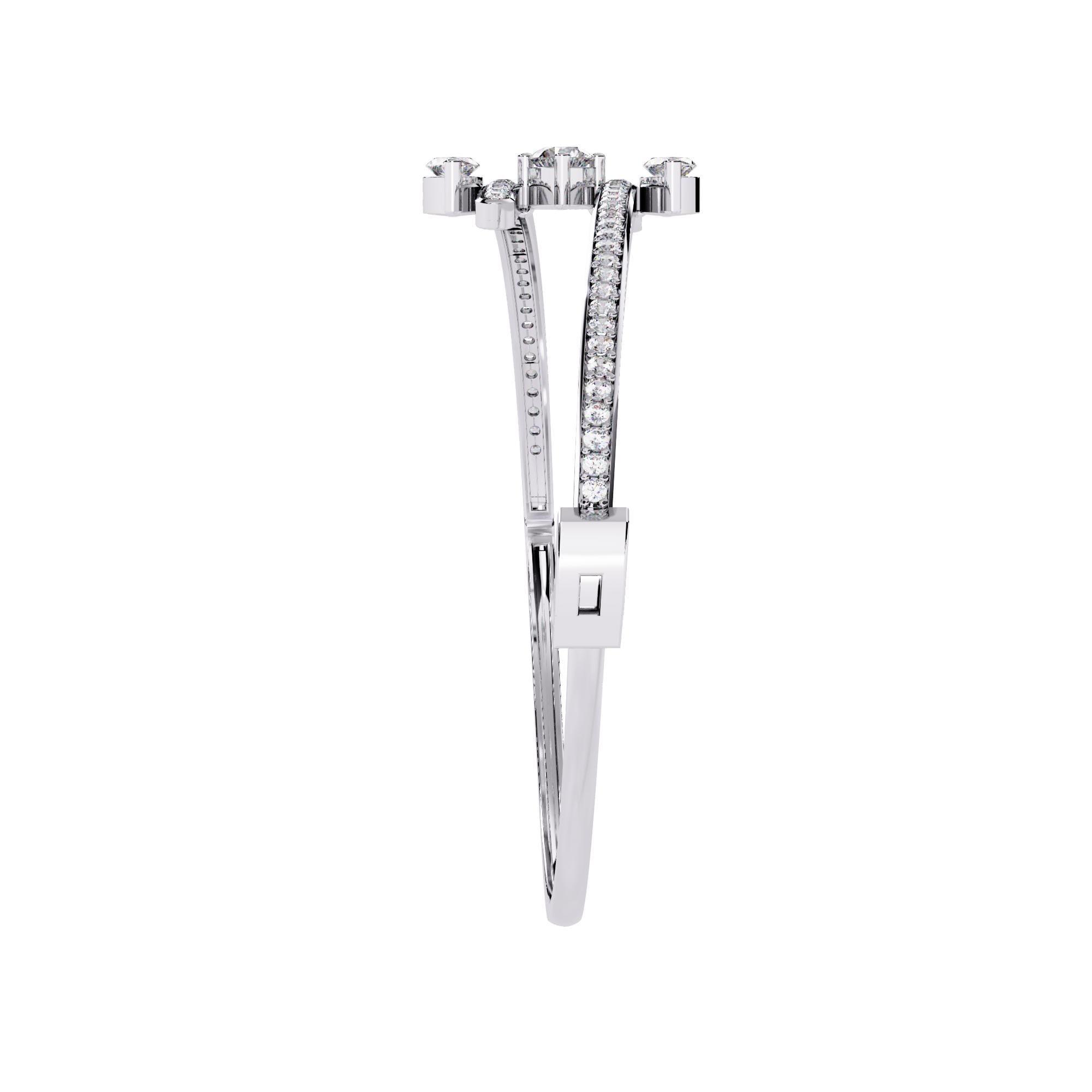 Handmade Moissanite Sterling Silver Bypass Bangle Bracelet