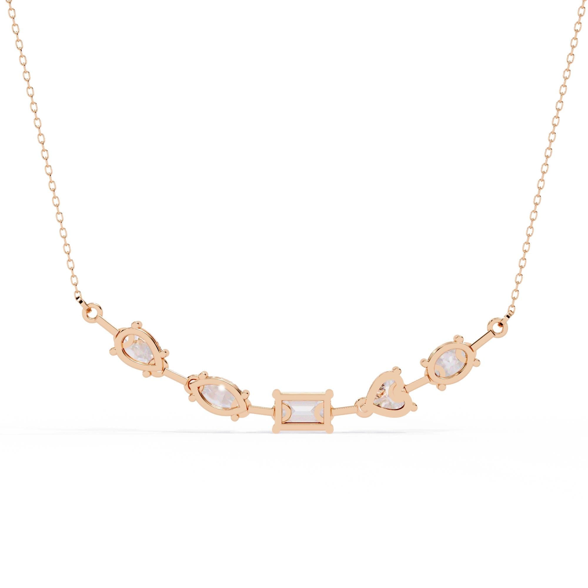Moissanite Cluster Necklace, Sterling Silver Bar Pendant wedding necklace
