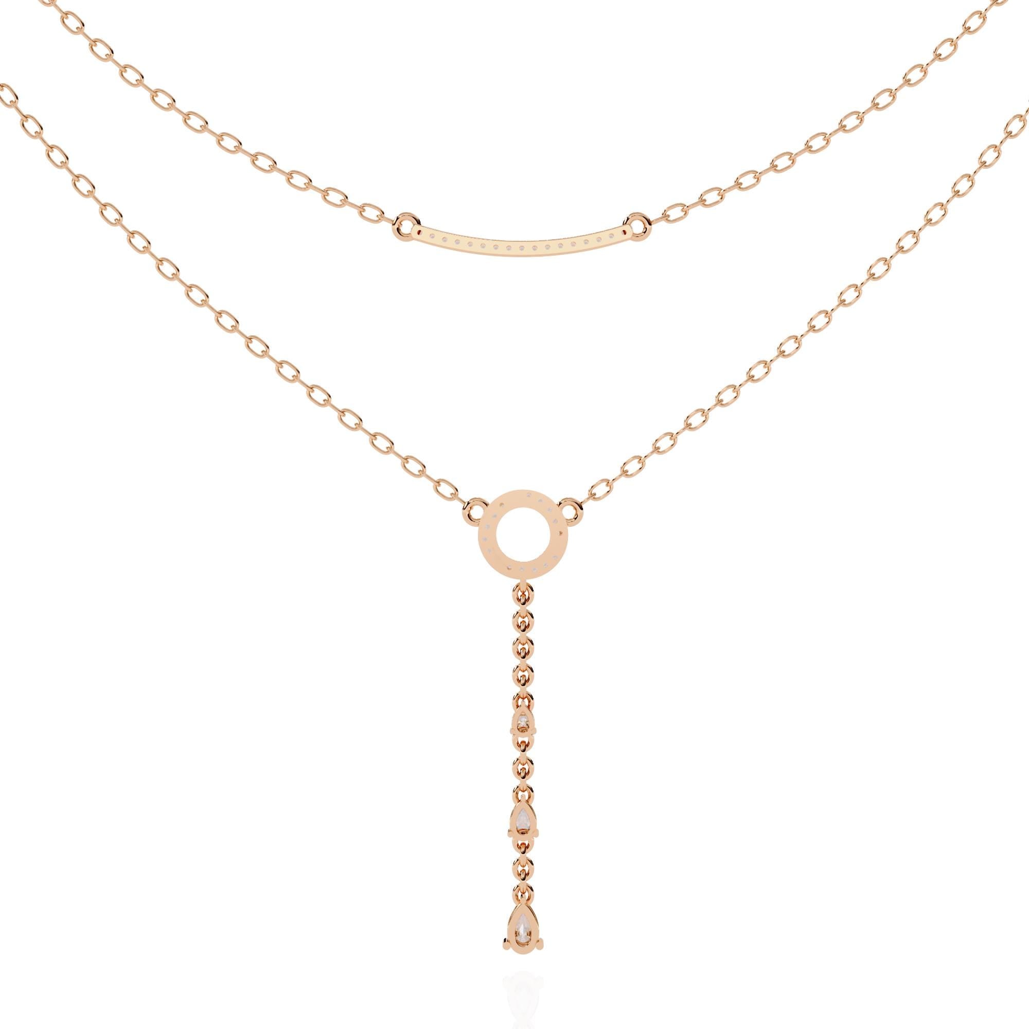Moissanite Lariat Necklace, 925 Sterling Silver Y Drop Pendant