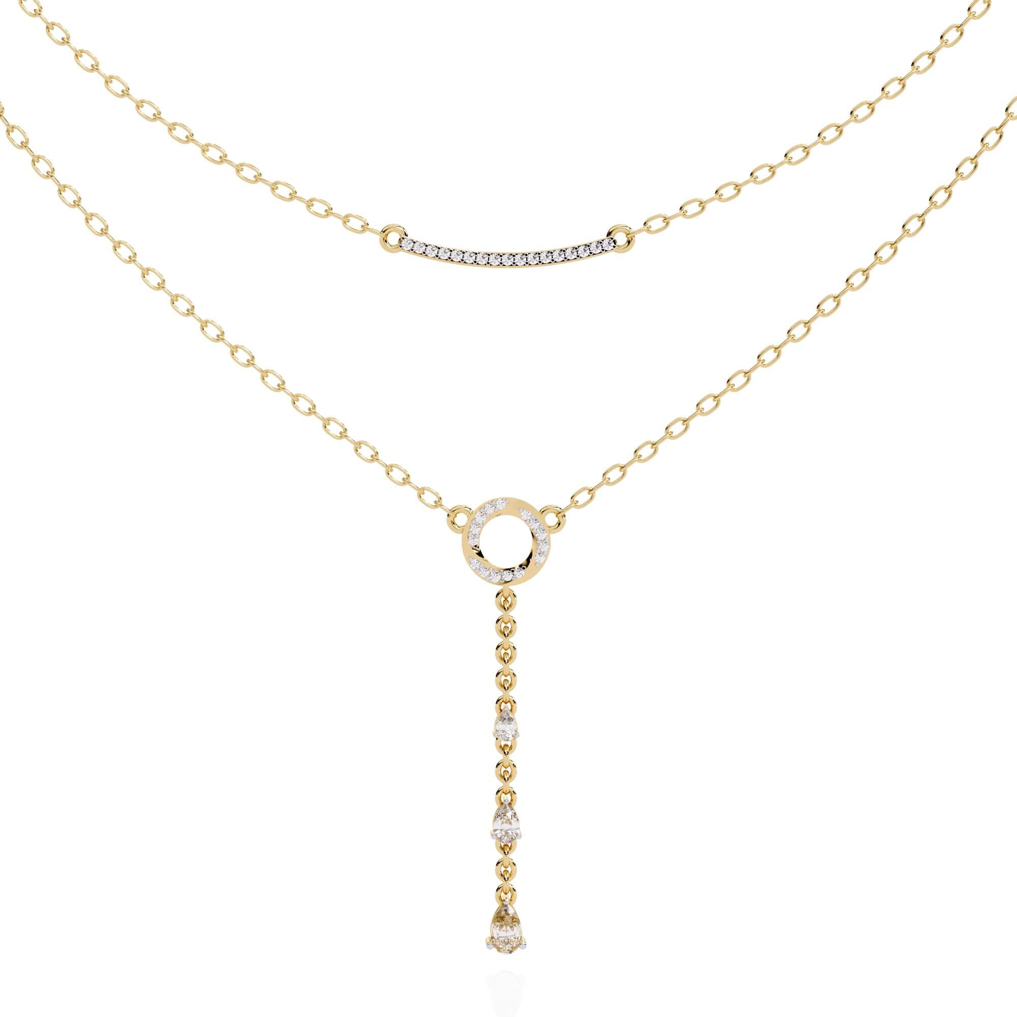Moissanite Lariat Necklace, 925 Sterling Silver Y Drop Pendant