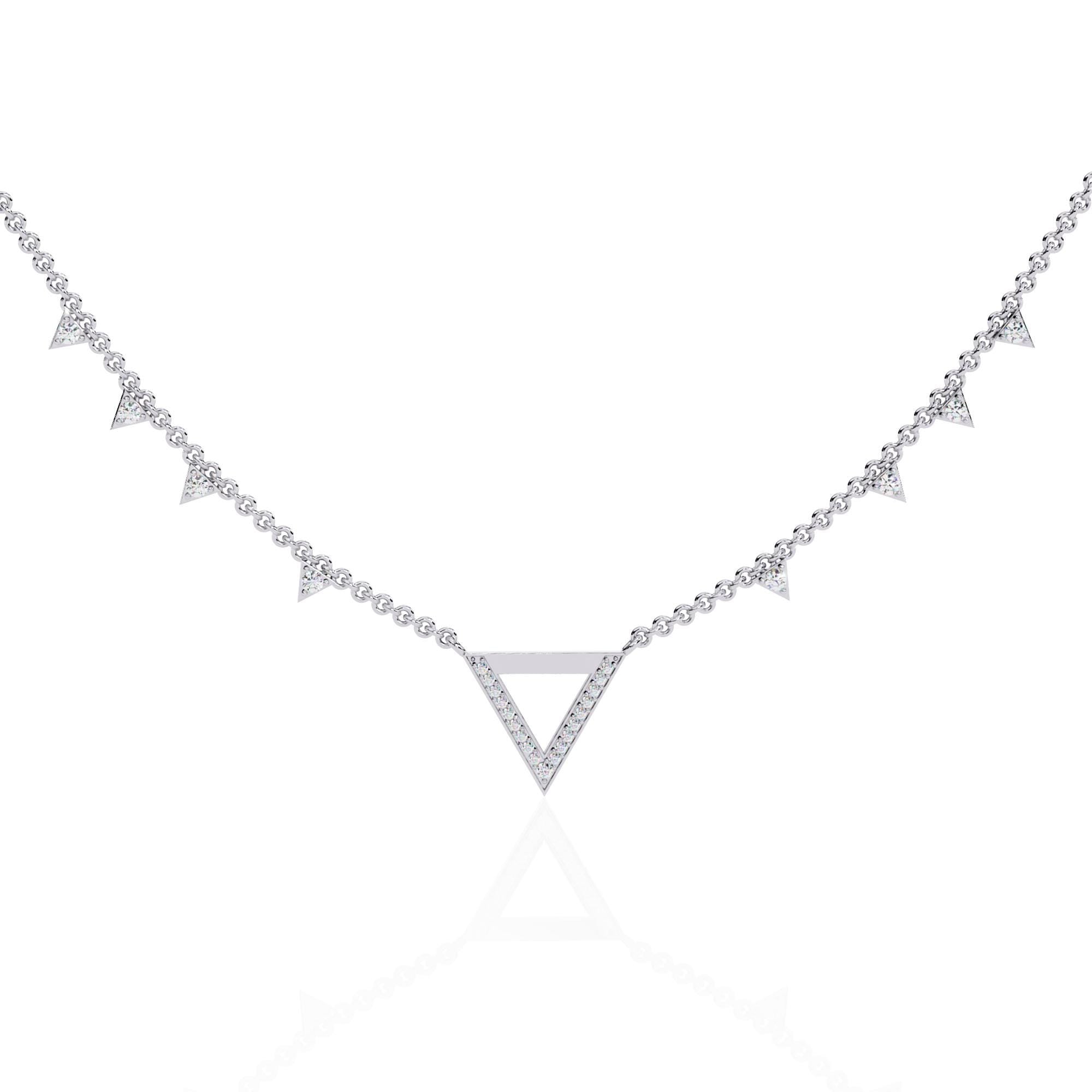 Moissanite Triangle Pendant Necklace, 925 Sterling Silver, Minimalist Geometric