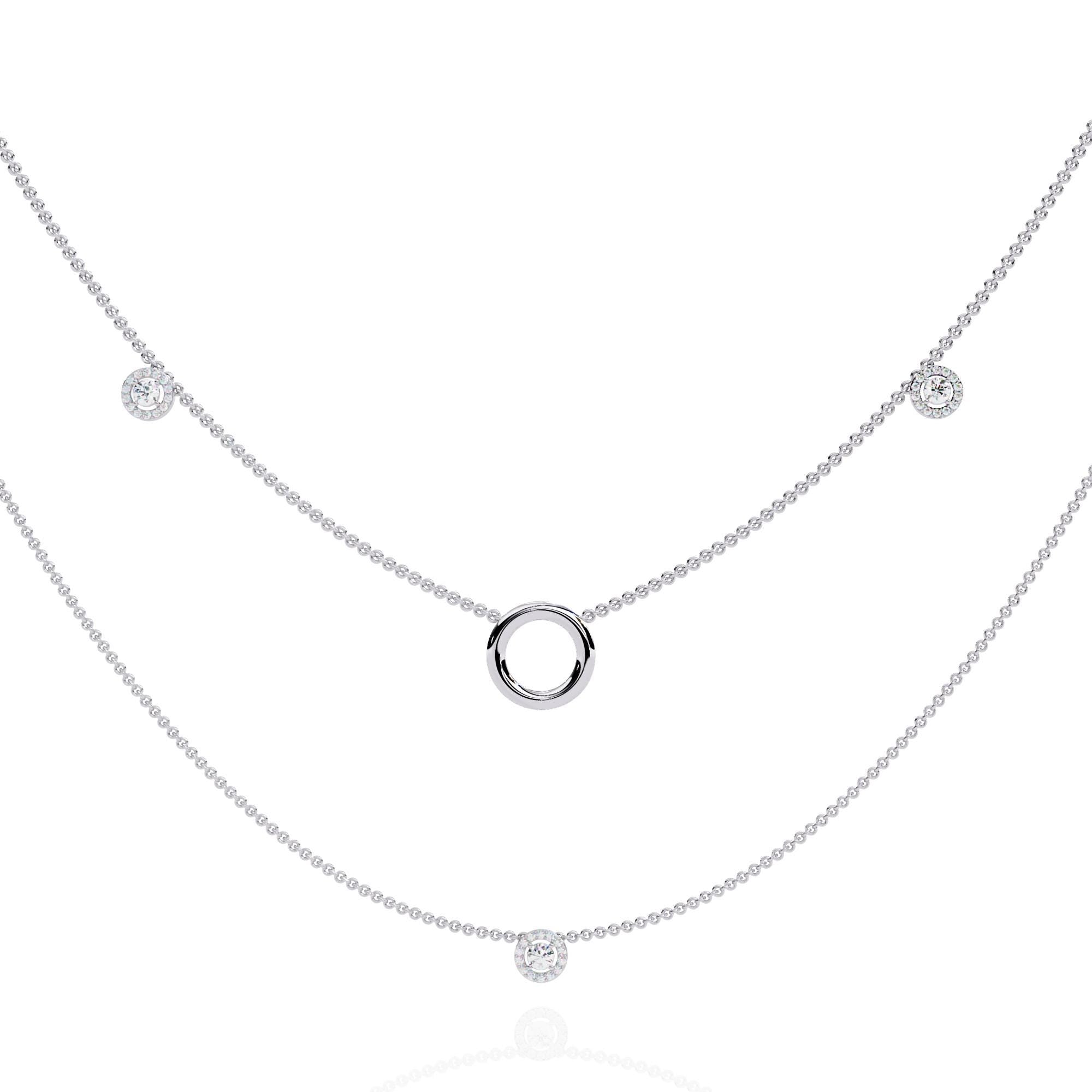 Moissanite Layered Necklace, 925 Sterling Silver Double Chain