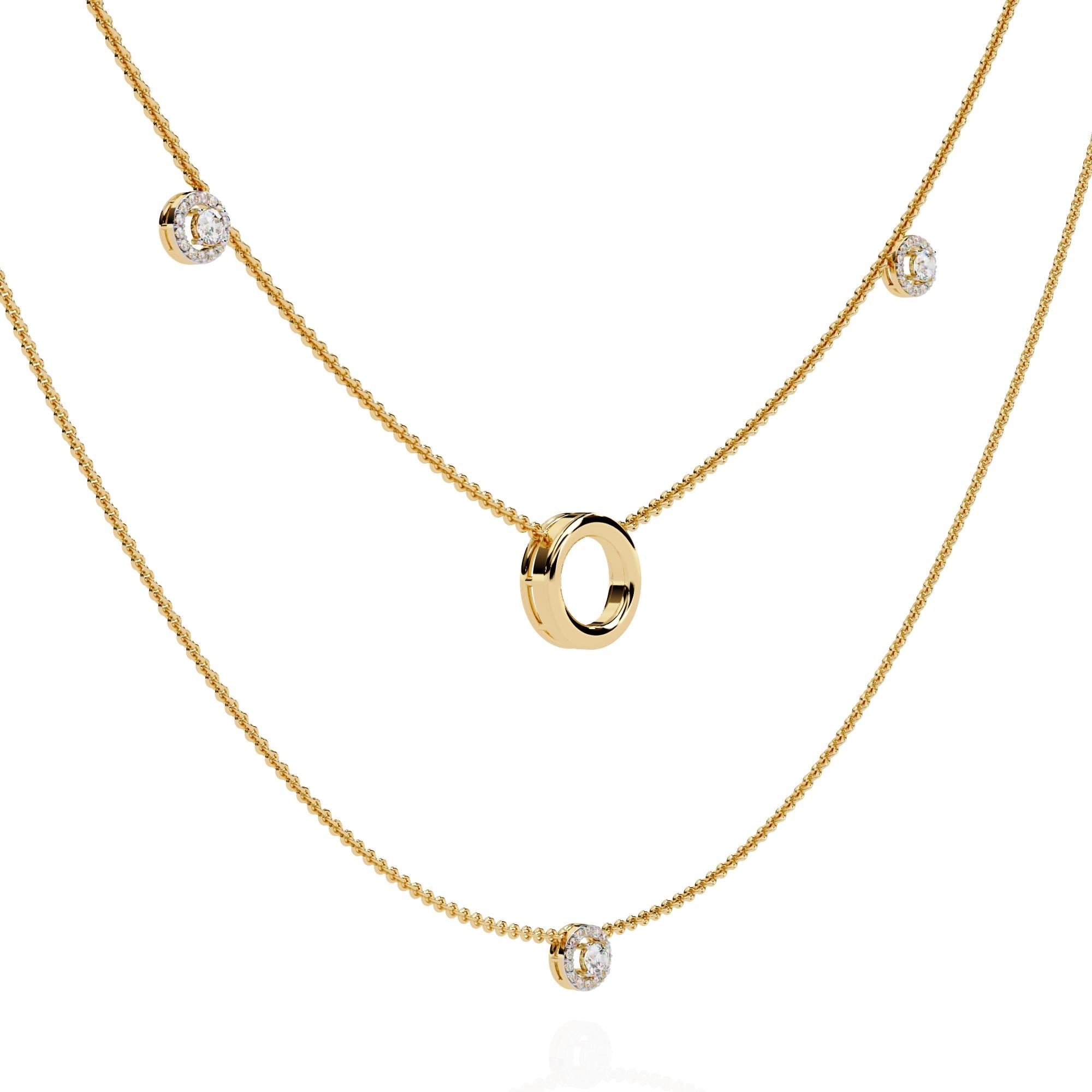 Moissanite Layered Necklace, 925 Sterling Silver Double Chain