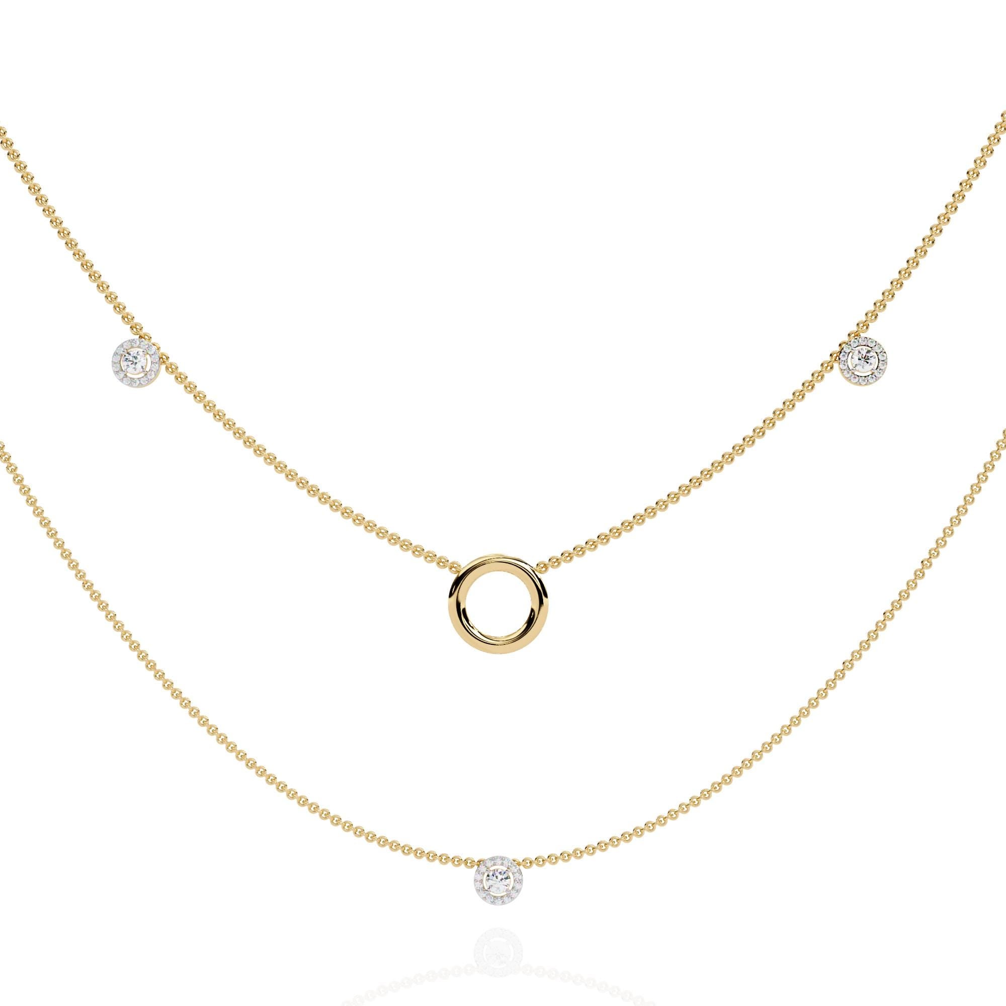 Moissanite Layered Necklace, 925 Sterling Silver Double Chain