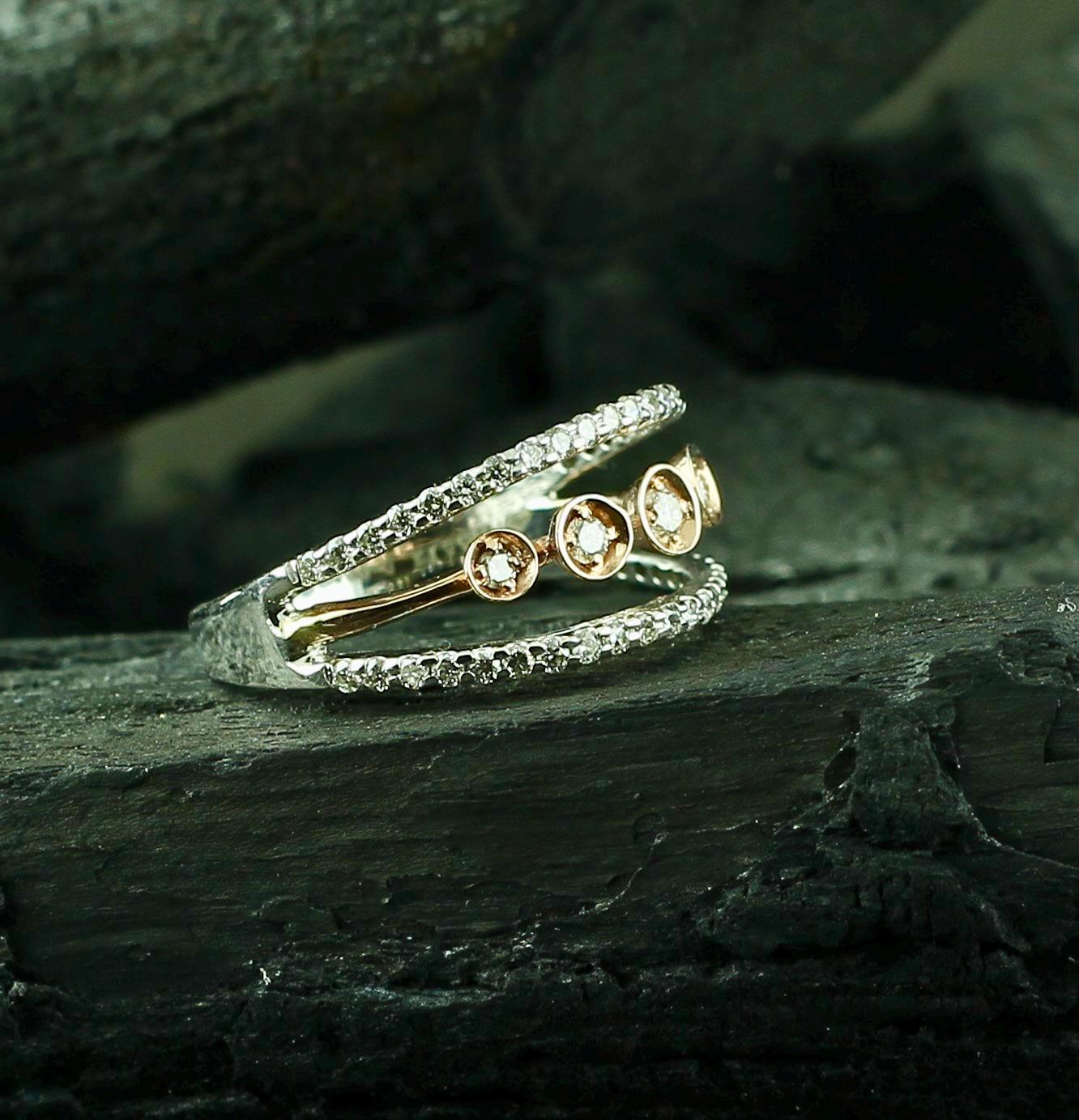 Sterling Silver Moissanite Band | Triple Row Dainty Ring
