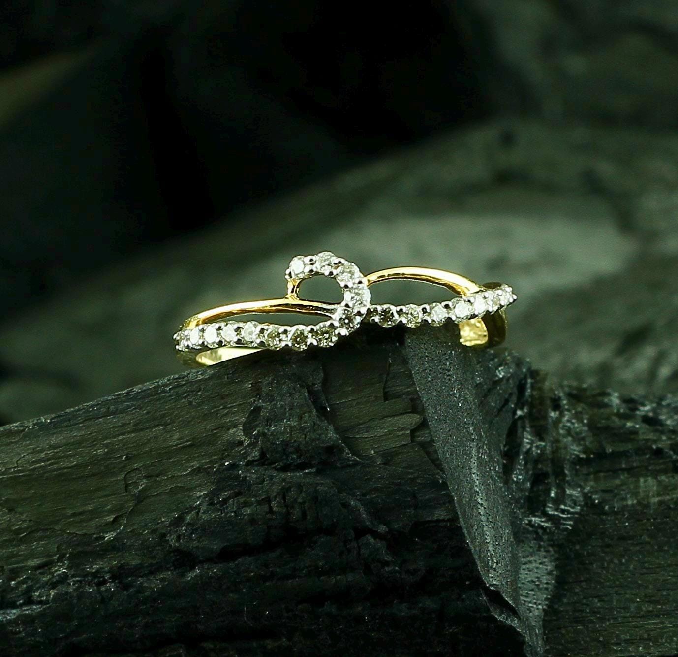 Moissanite Sterling Silver Ring • Dainty Leaf Twisted Band, Anniversary Gift