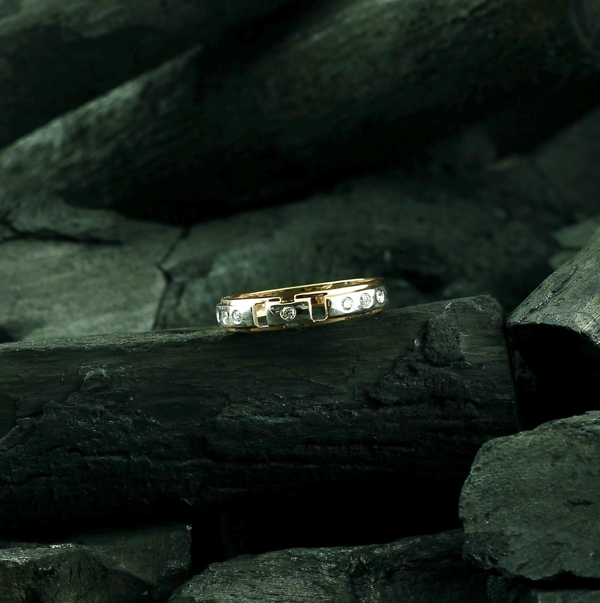 Two Tone Moissanite Sterling Silver Band, Eternity Pave Anniversary Ring