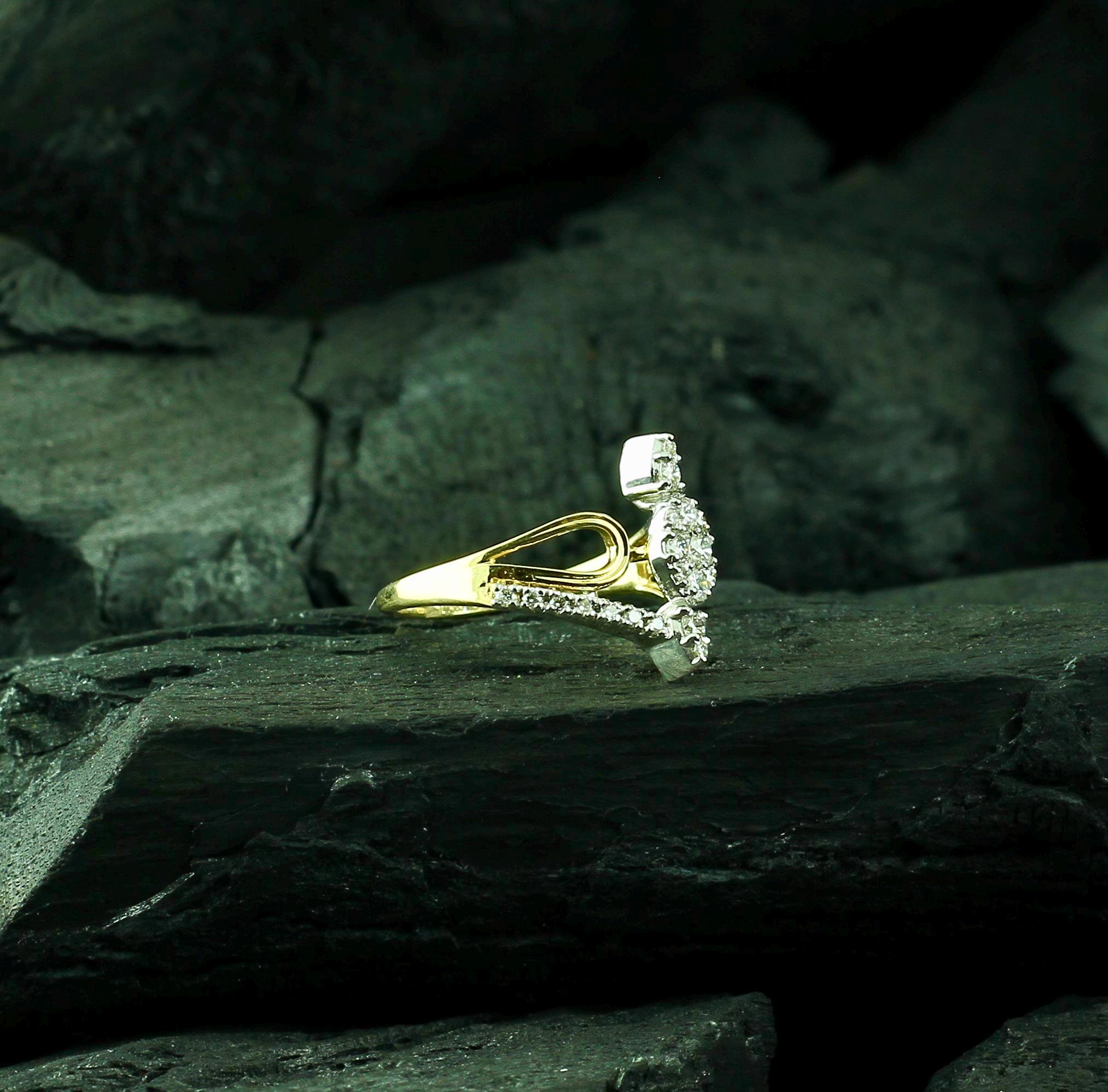 Moissanite Bypass Ring, Sterling Silver Floral Art Deco Anniversary Gift