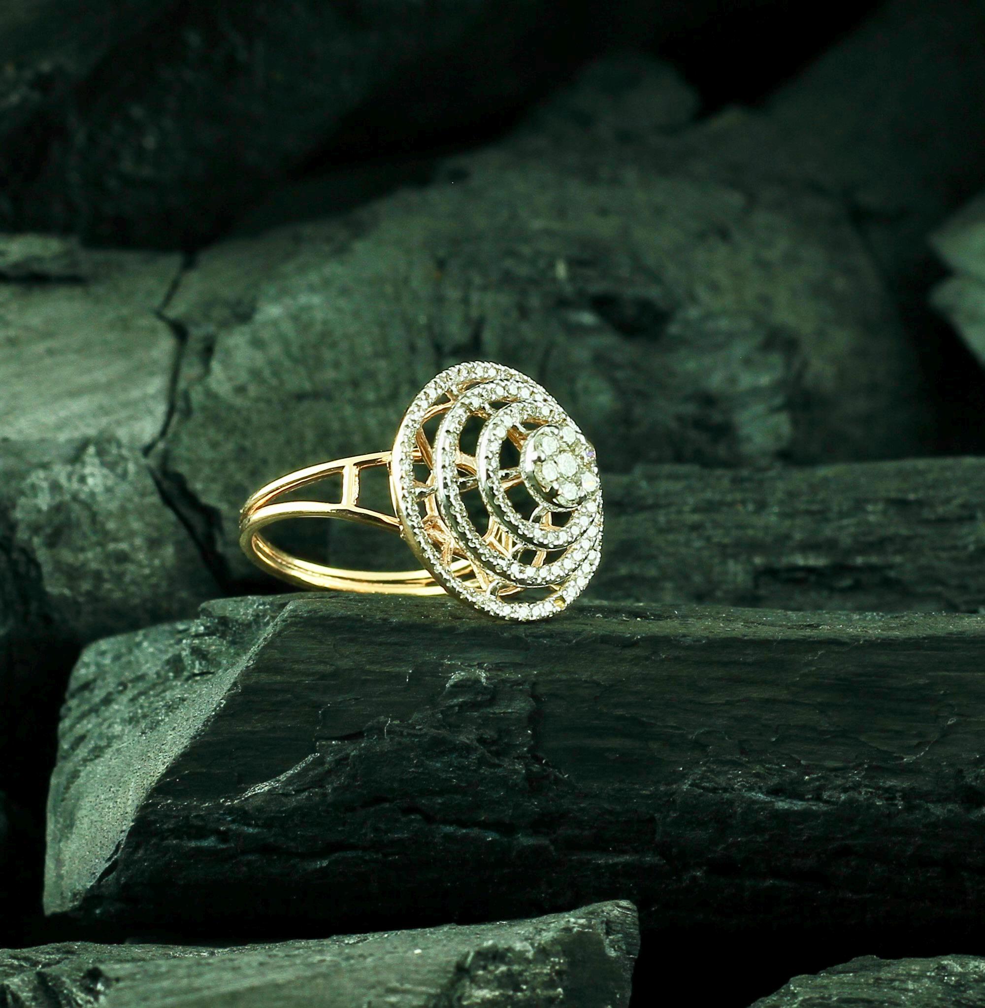 Moissanite Halo Ring, Sterling Silver Art Deco Flower Statement