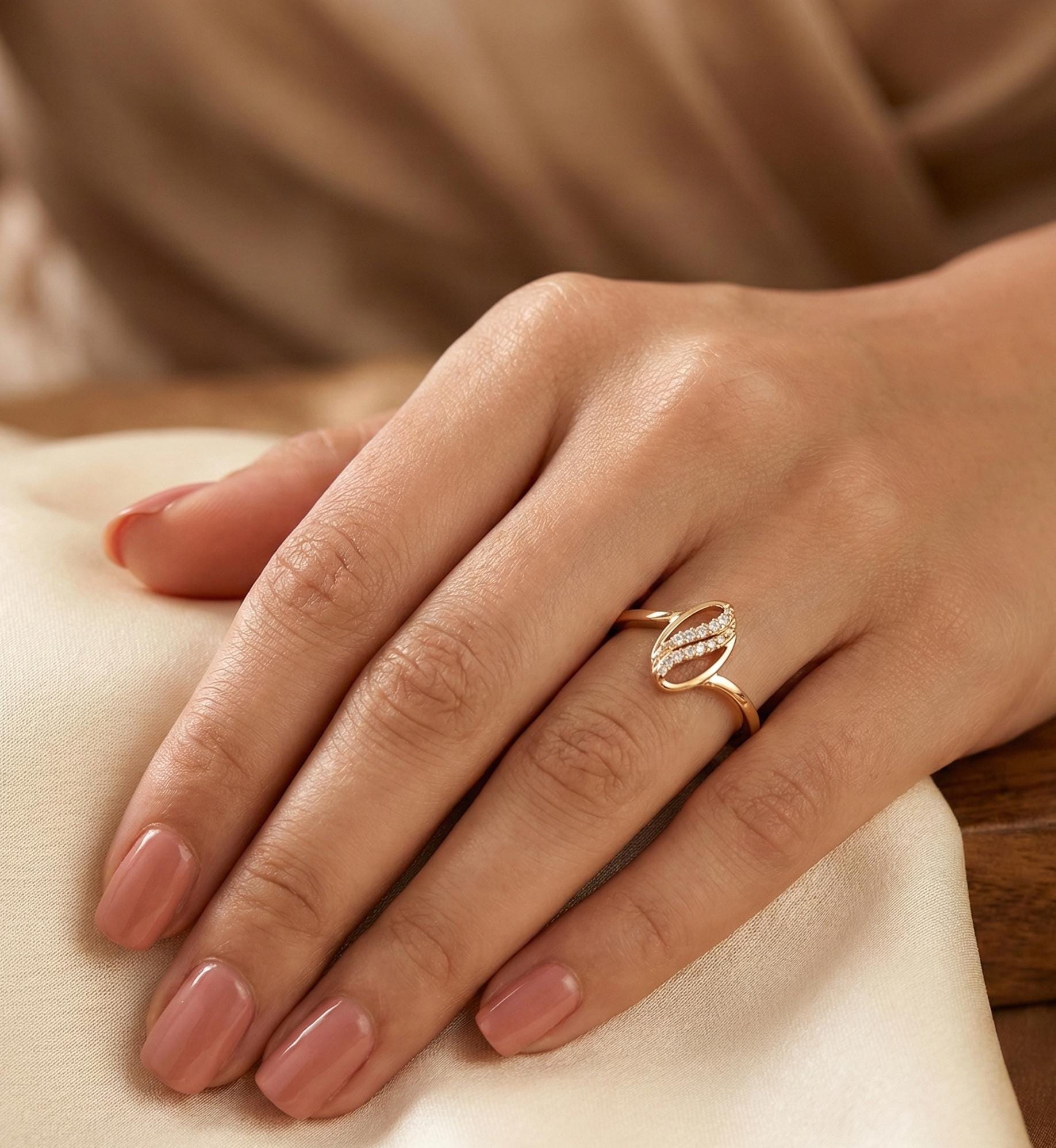 Sterling Silver Moissanite Ring | Dainty Swirl Promise Ring