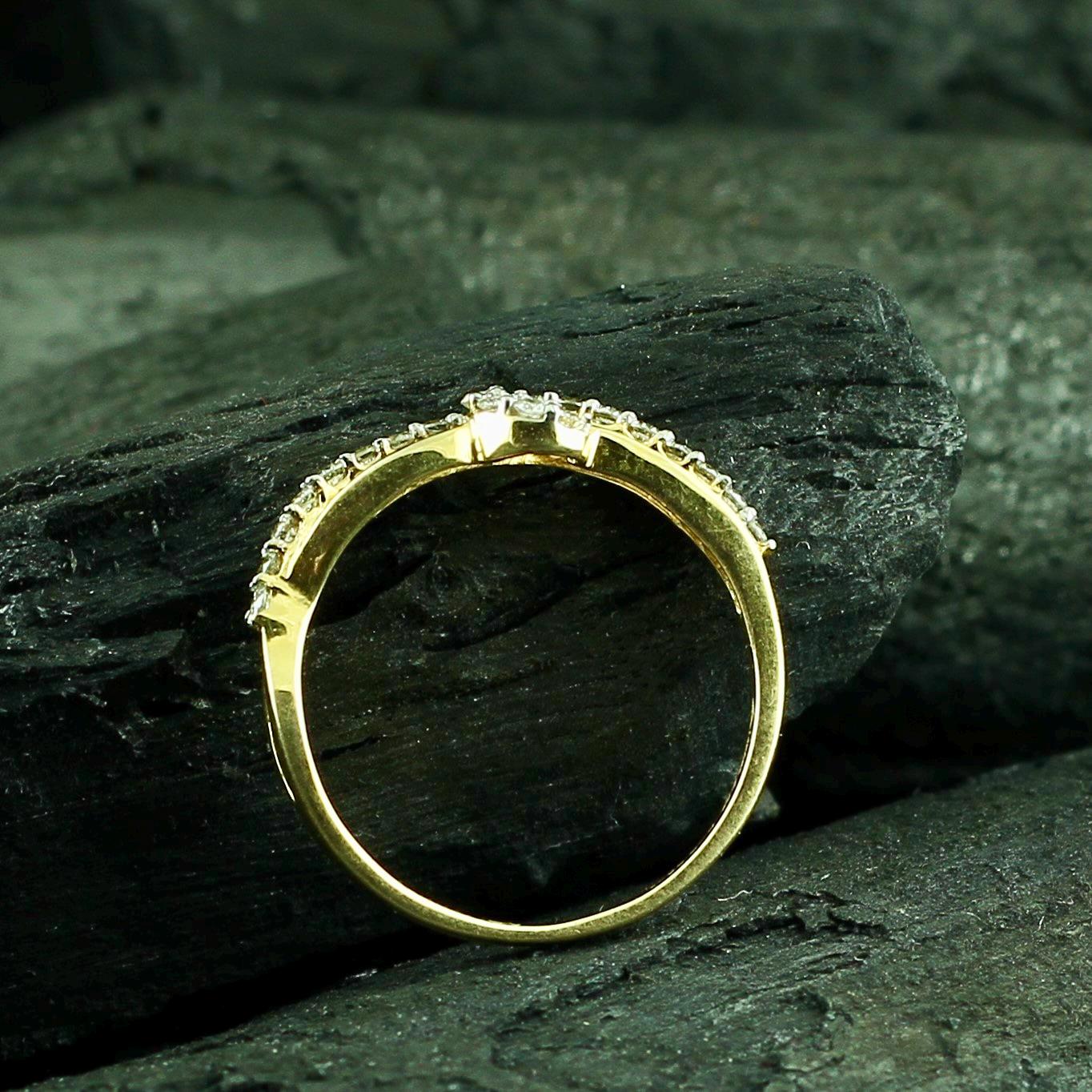 Moissanite Sterling Silver Ring • Dainty Leaf Twisted Band, Anniversary Gift