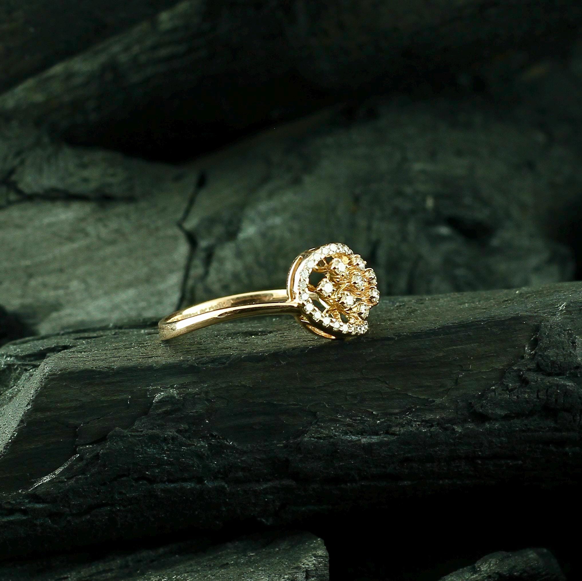 Leaf Moissanite Ring, Sterling Silver Paisley Pave Set