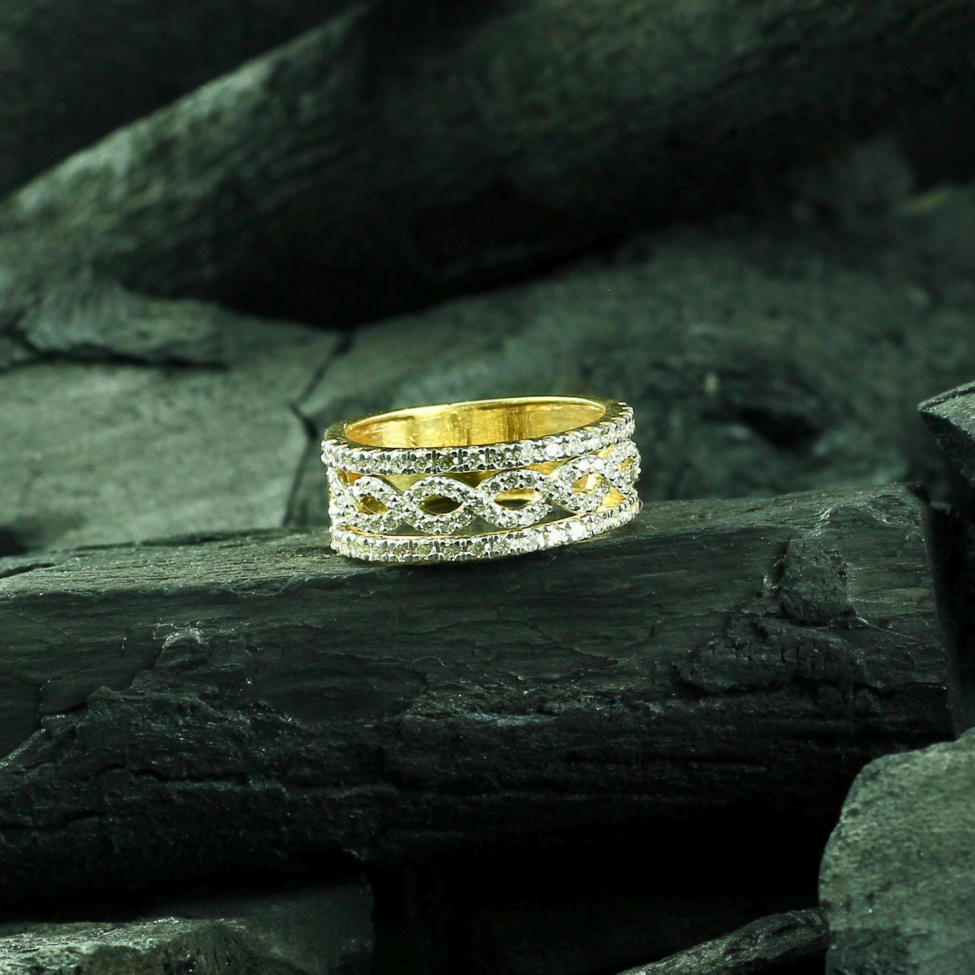 Moissanite Eternity Band, Sterling Silver Pave Anniversary Ring