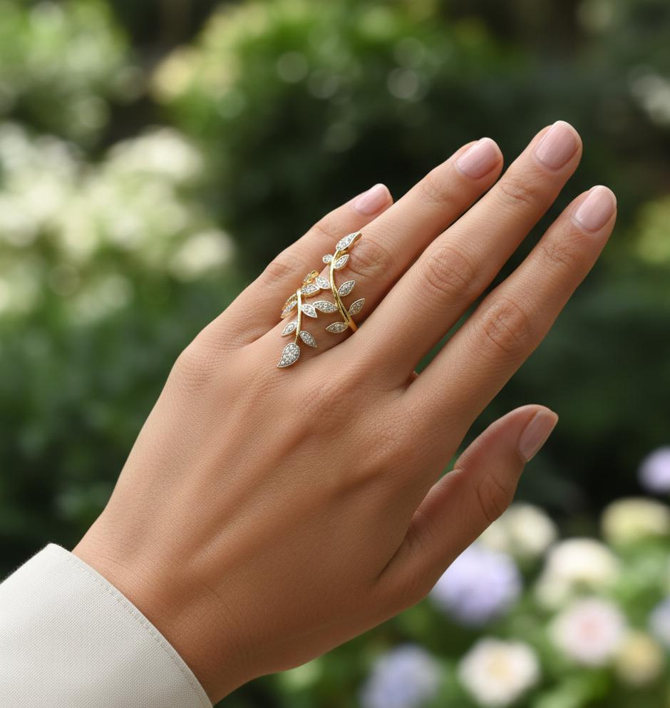 Sterling Silver Leaf Ring - Open Wrap Vine Ring - Nature Inspired Jewelry