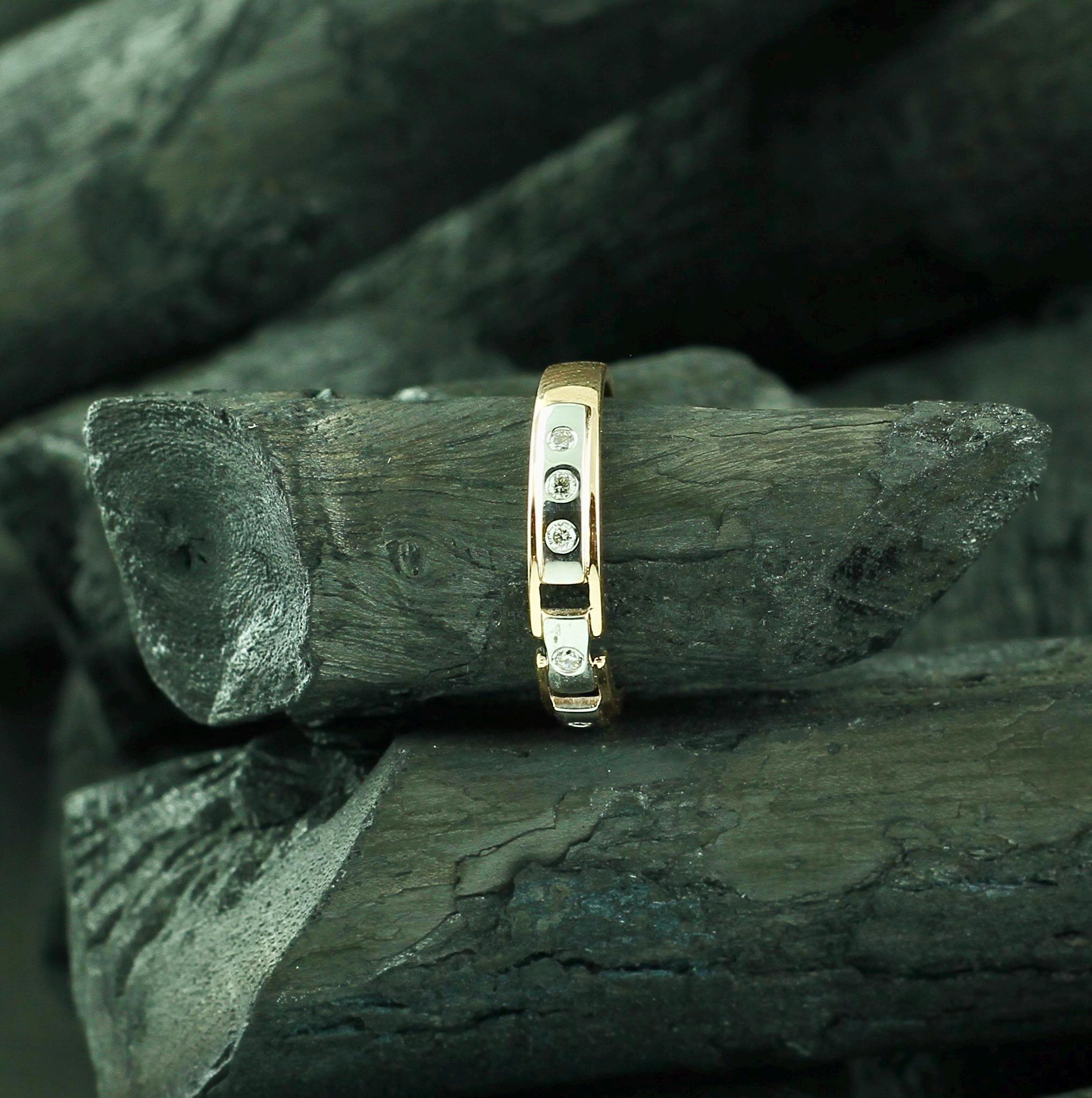 Two Tone Moissanite Sterling Silver Band, Eternity Pave Anniversary Ring