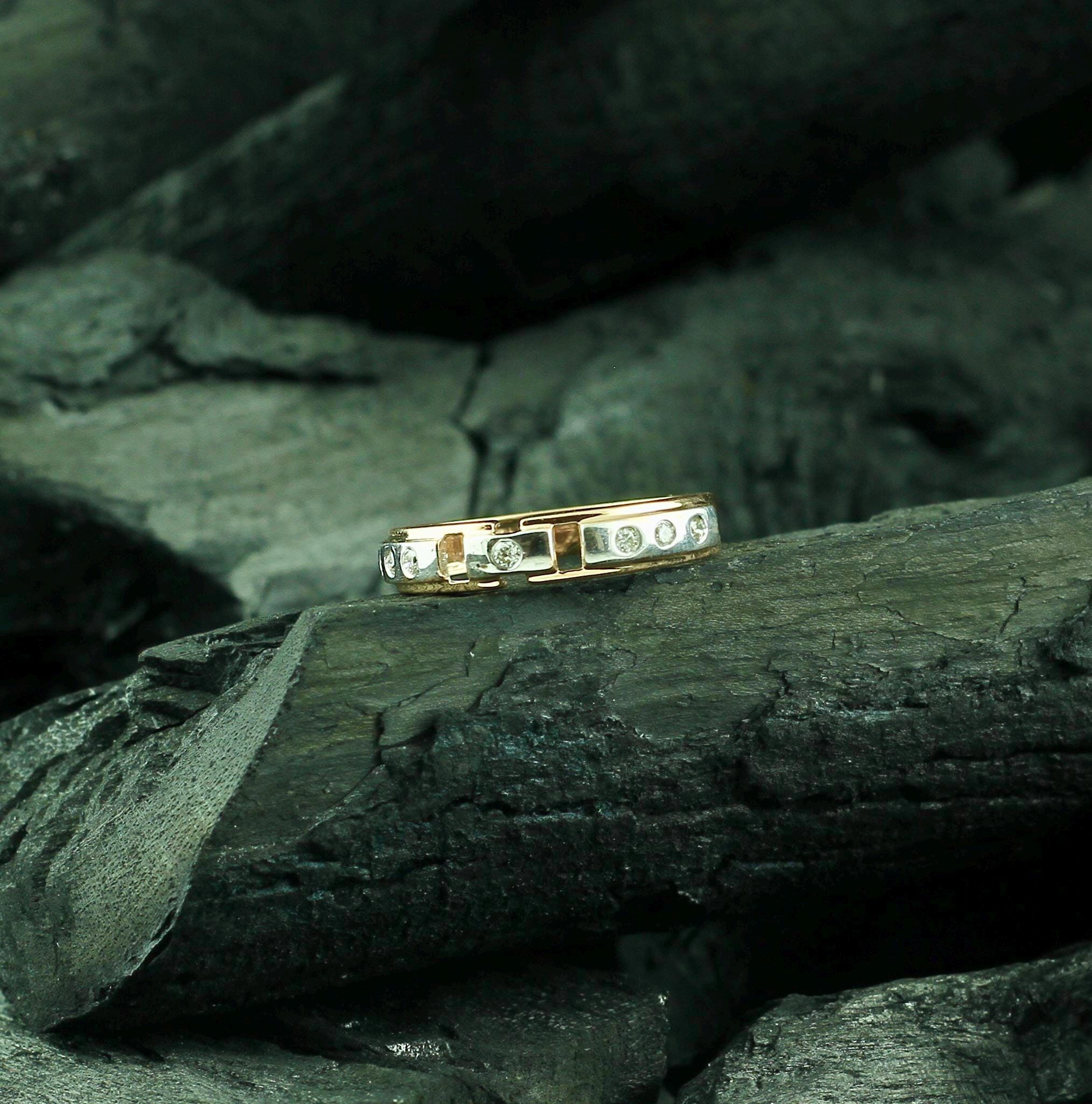 Two Tone Moissanite Sterling Silver Band, Eternity Pave Anniversary Ring