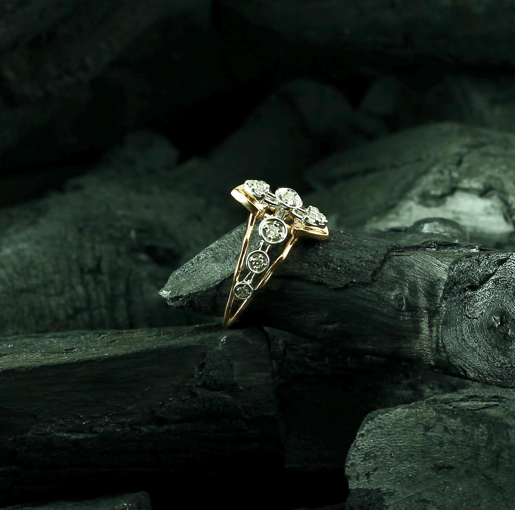 Art Deco Moissanite Sterling Silver Ring, Floral Anniversary Gift