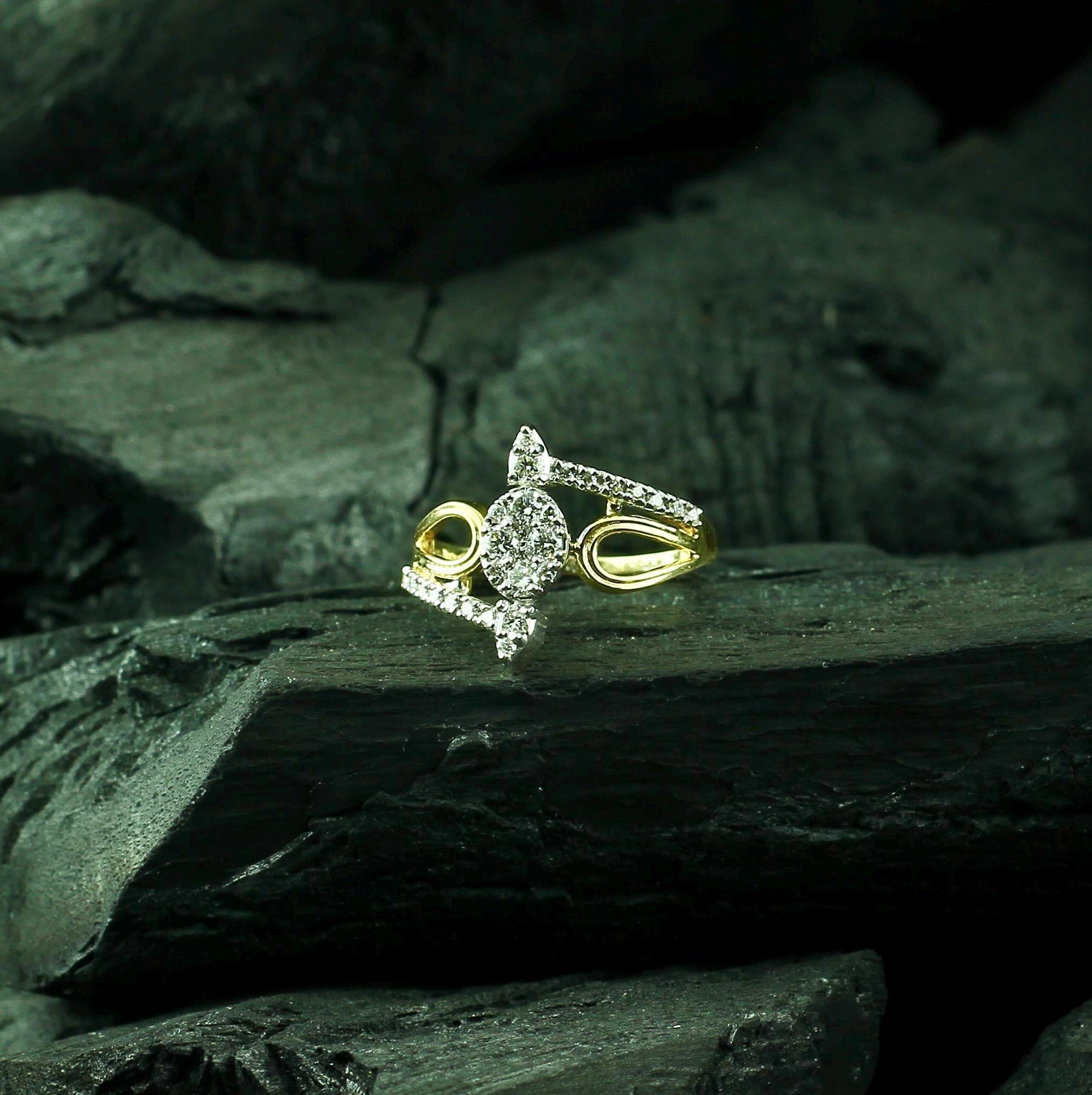 Moissanite Bypass Ring, Sterling Silver Floral Art Deco Anniversary Gift