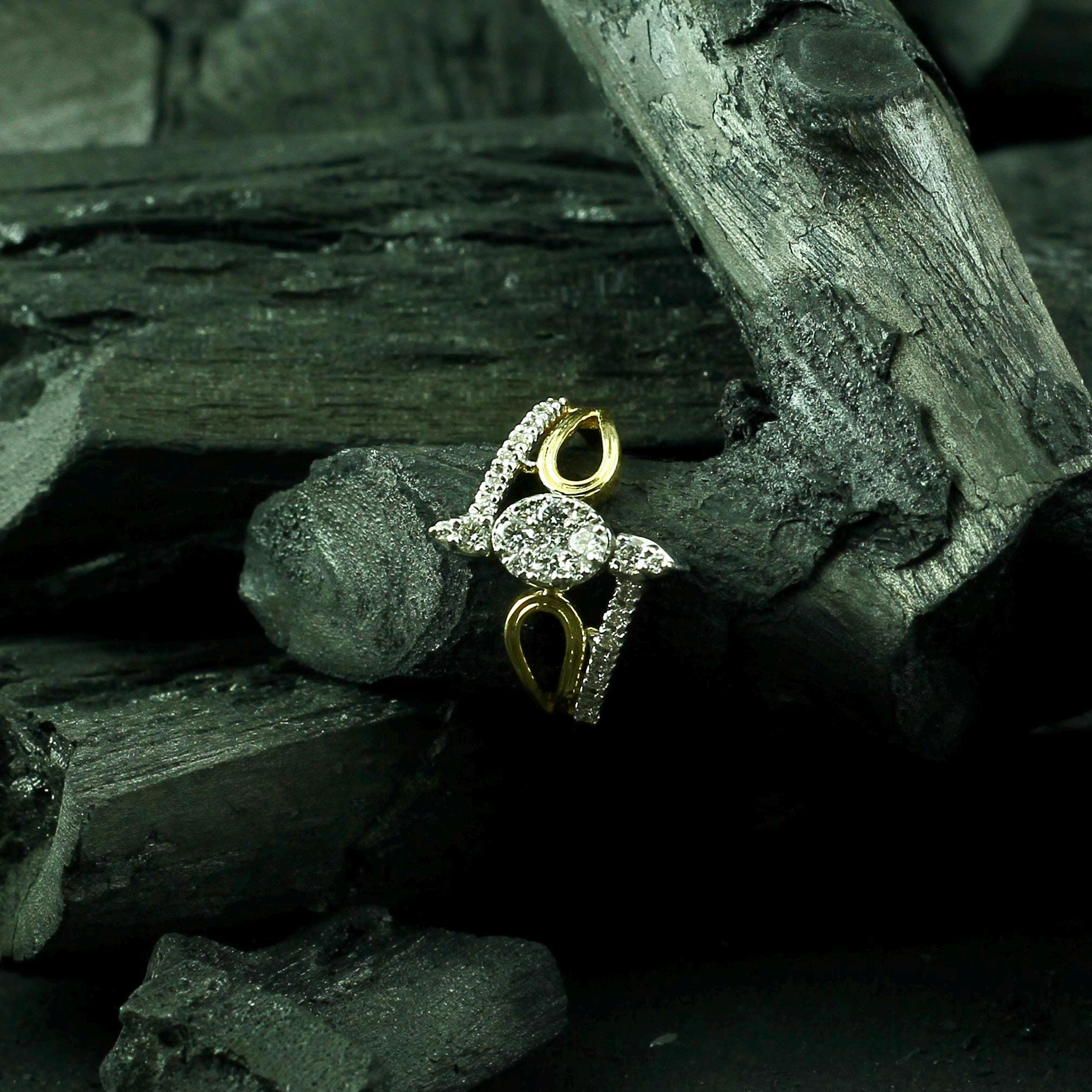 Moissanite Bypass Ring, Sterling Silver Floral Art Deco Anniversary Gift