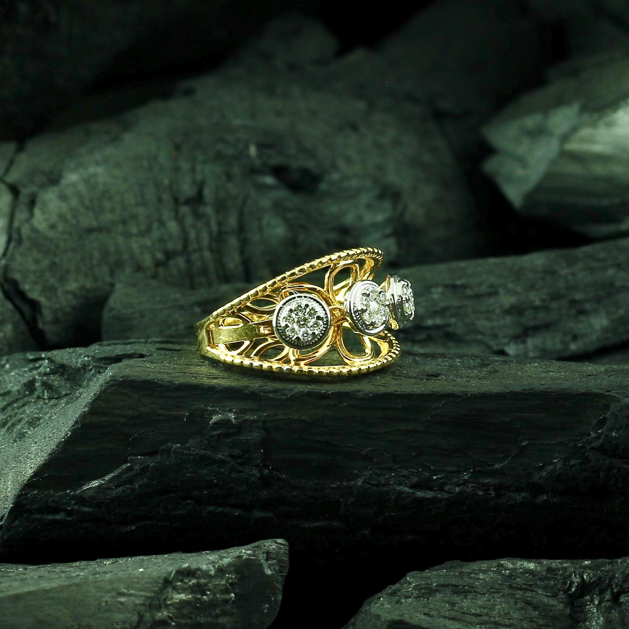 Vintage Floral Moissanite Ring, Art Deco Sterling Silver Anniversary Gift