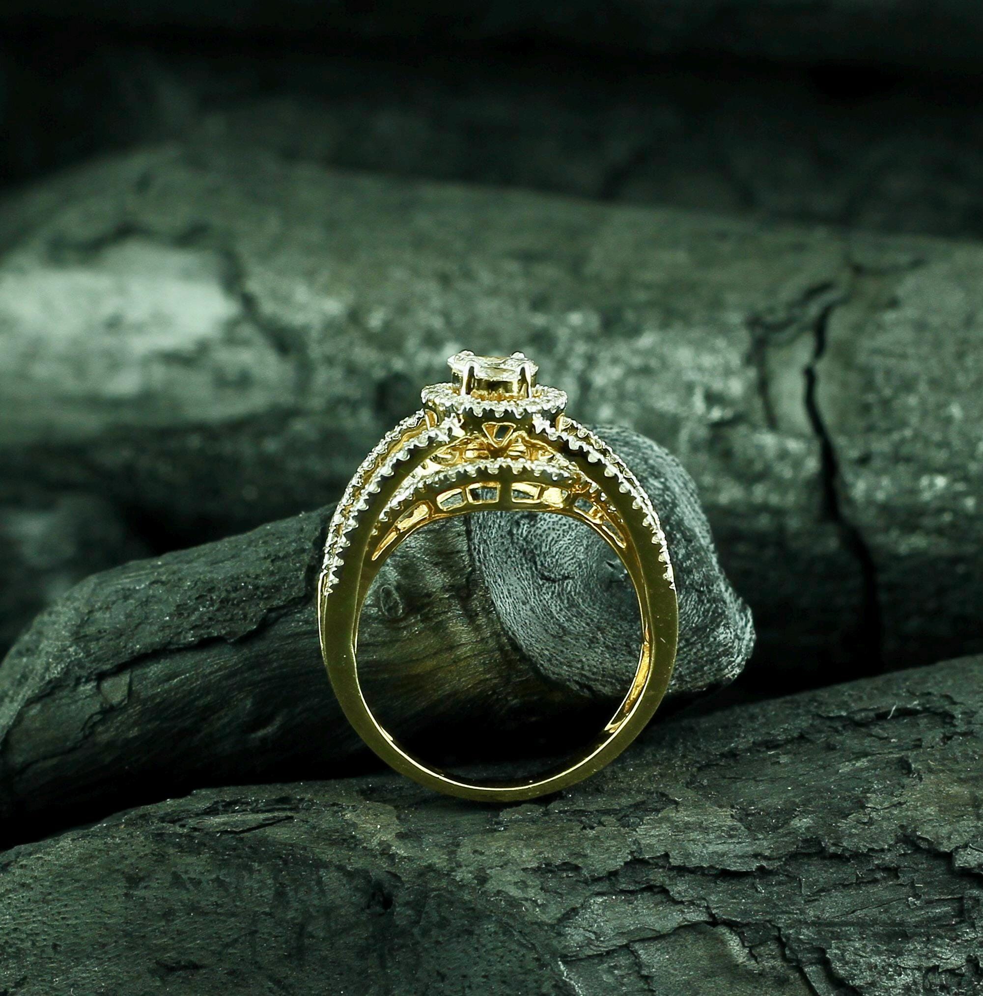 Oval Moissanite Statement Ring, Sterling Silver Crisscross Wedding Band