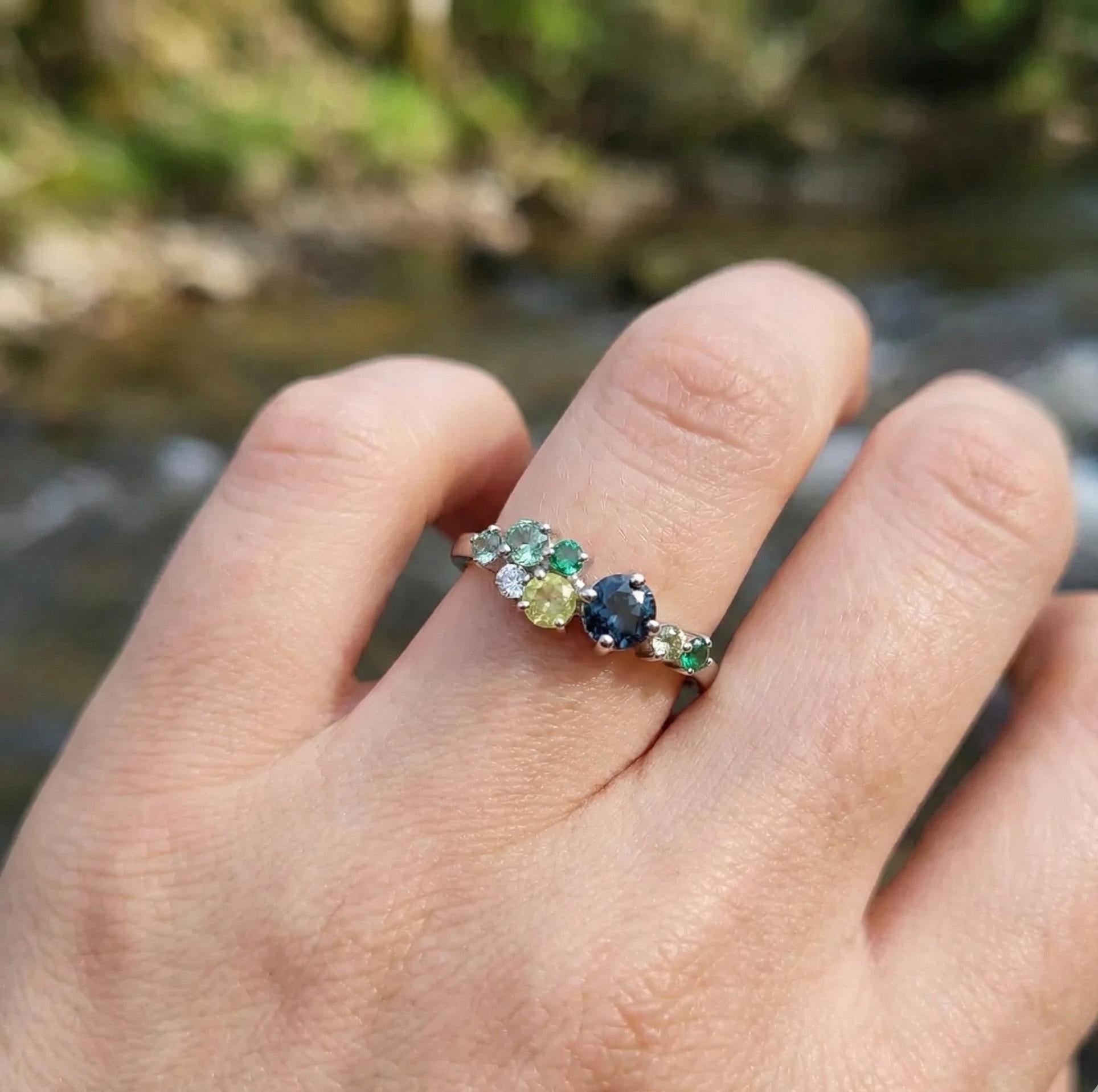 CZ Cluster Ring, 925 Sterling Silver, Half Eternity Anniversary Band