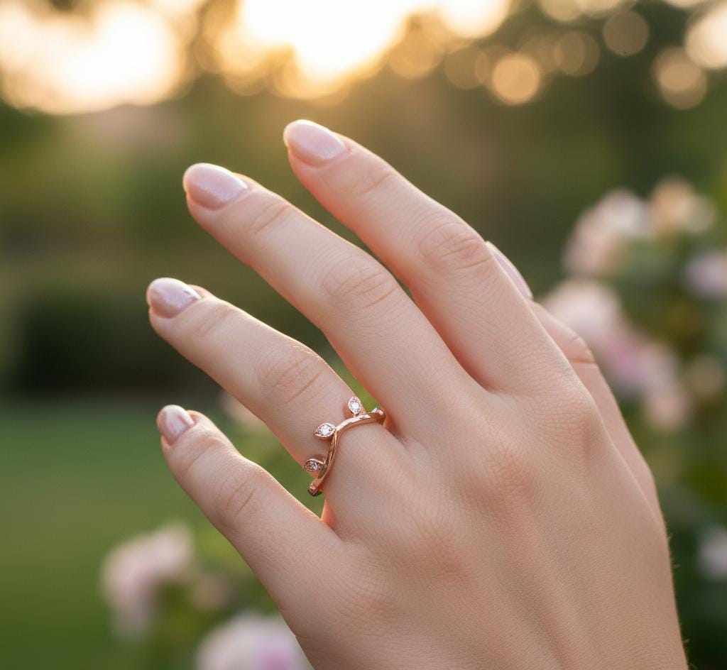 Leaf Moissanite Wedding Band, Sterling Silver Anniversary Gift