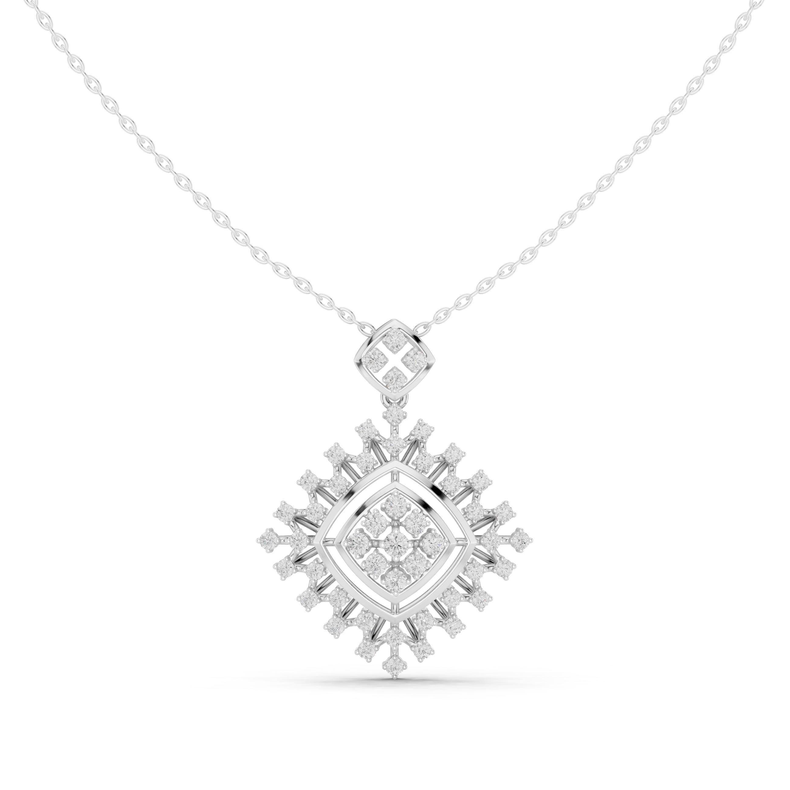 Moissanite Cluster Necklace, Sterling Silver Sunburst Pendant, Timeless Classic Design