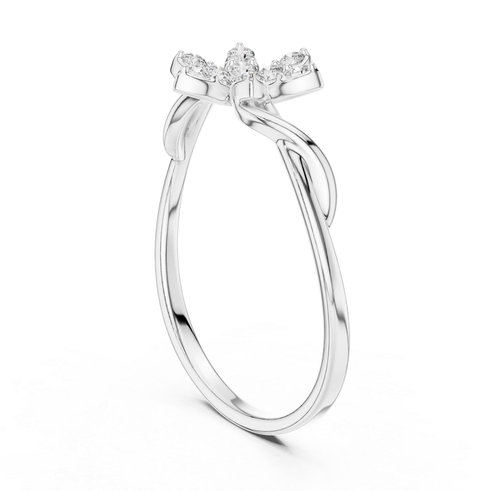 Flower Diamond Ring For Women Minimalist Floral Nature Inspired Statement Delicate Proposal Ring