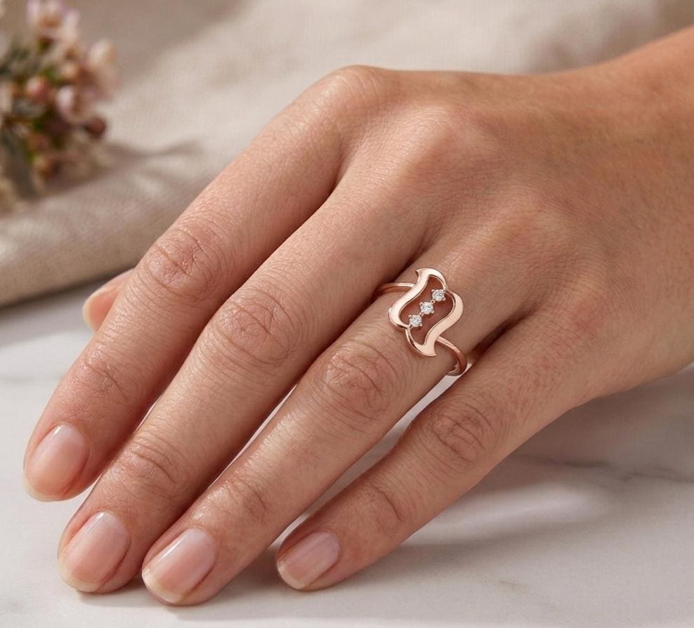 Moissanite Round Cut Sterling Silver Ring – Minimalist Statement Band