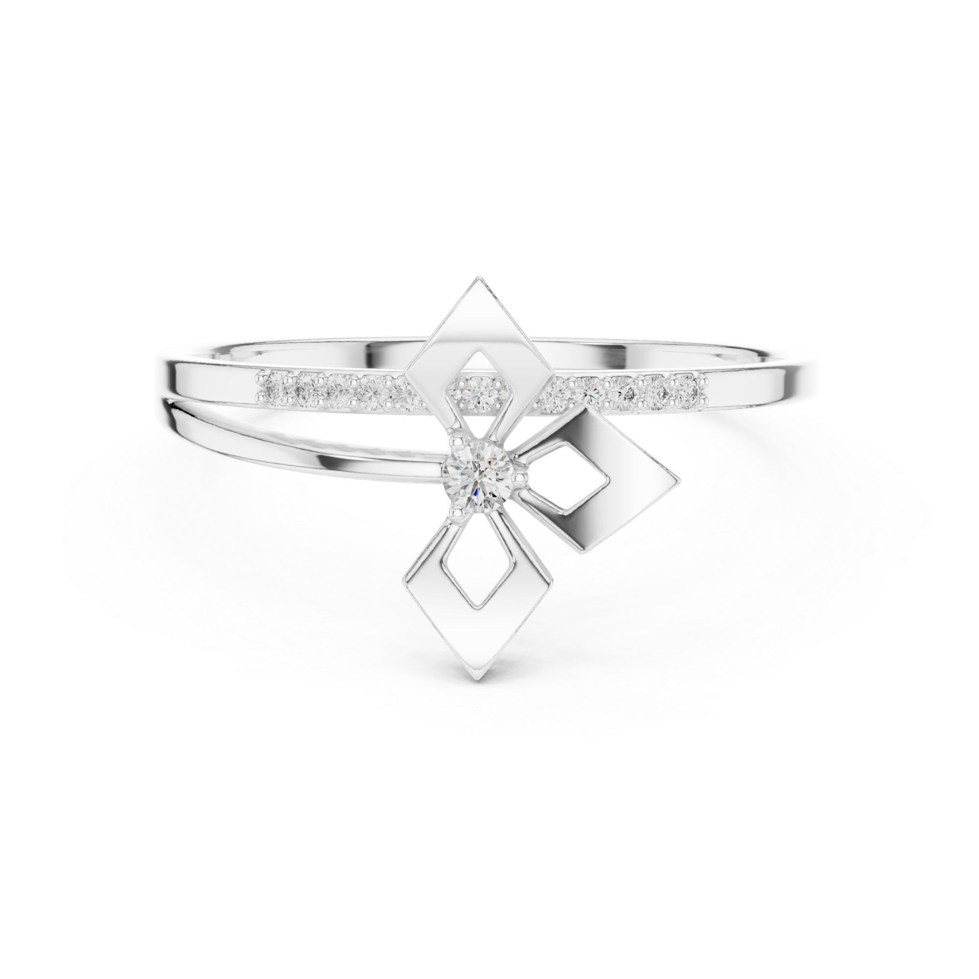 Delicate Moissanite Ring – 925 Sterling Silver Abstract Swirl Band
