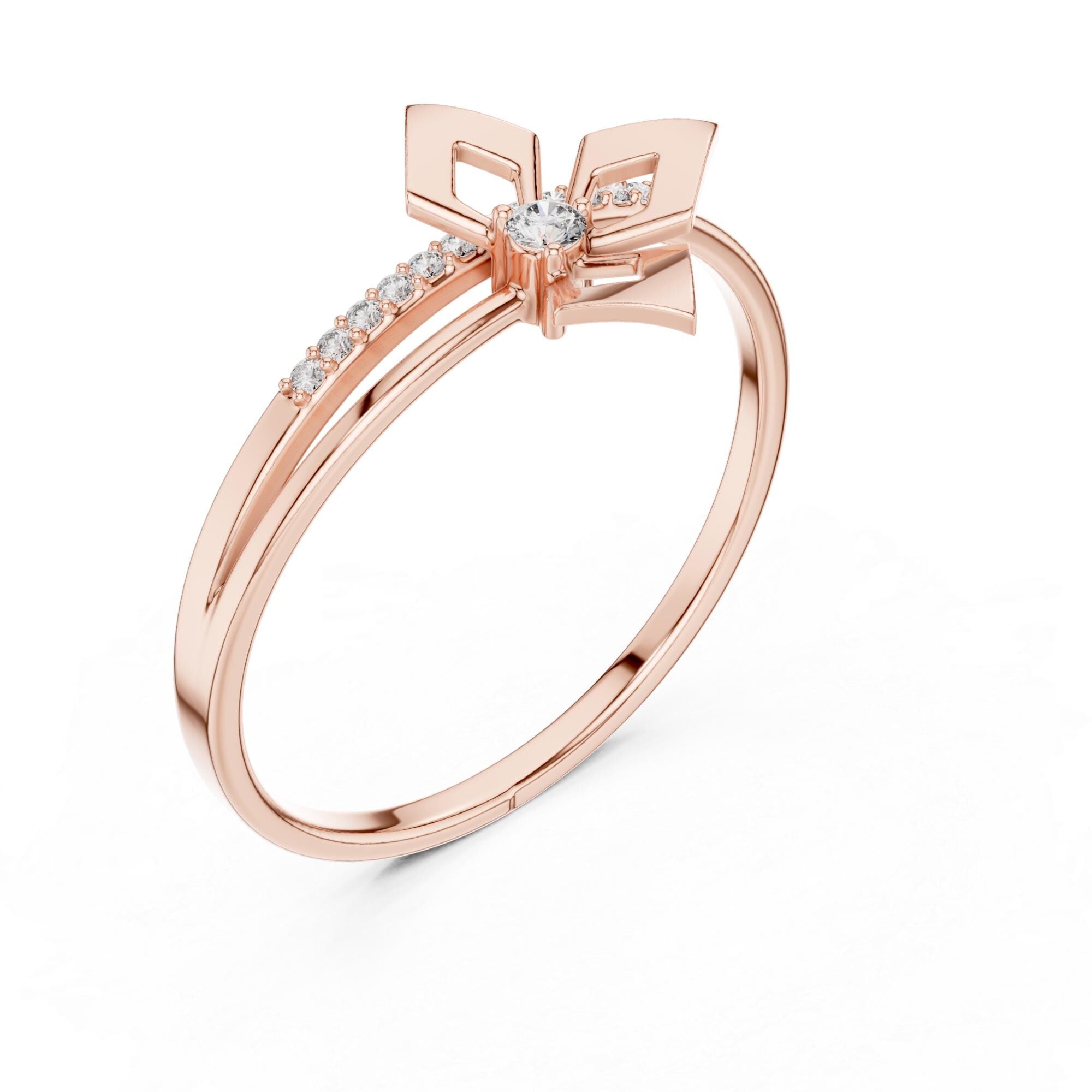 Delicate Moissanite Ring – 925 Sterling Silver Abstract Swirl Band