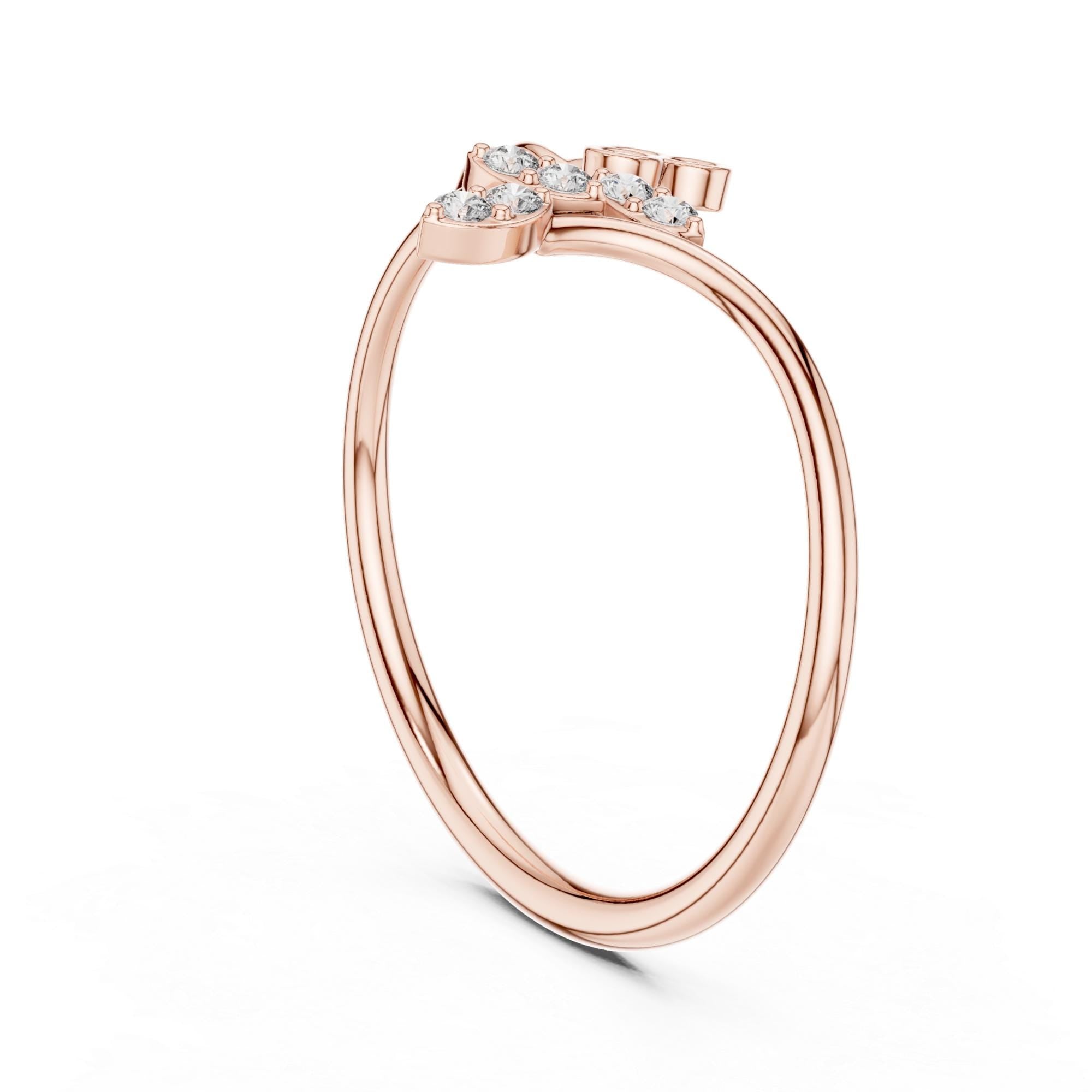 Twig and Leaf Moissanite Ring – Sterling Silver Art Deco Floral Swirl Band