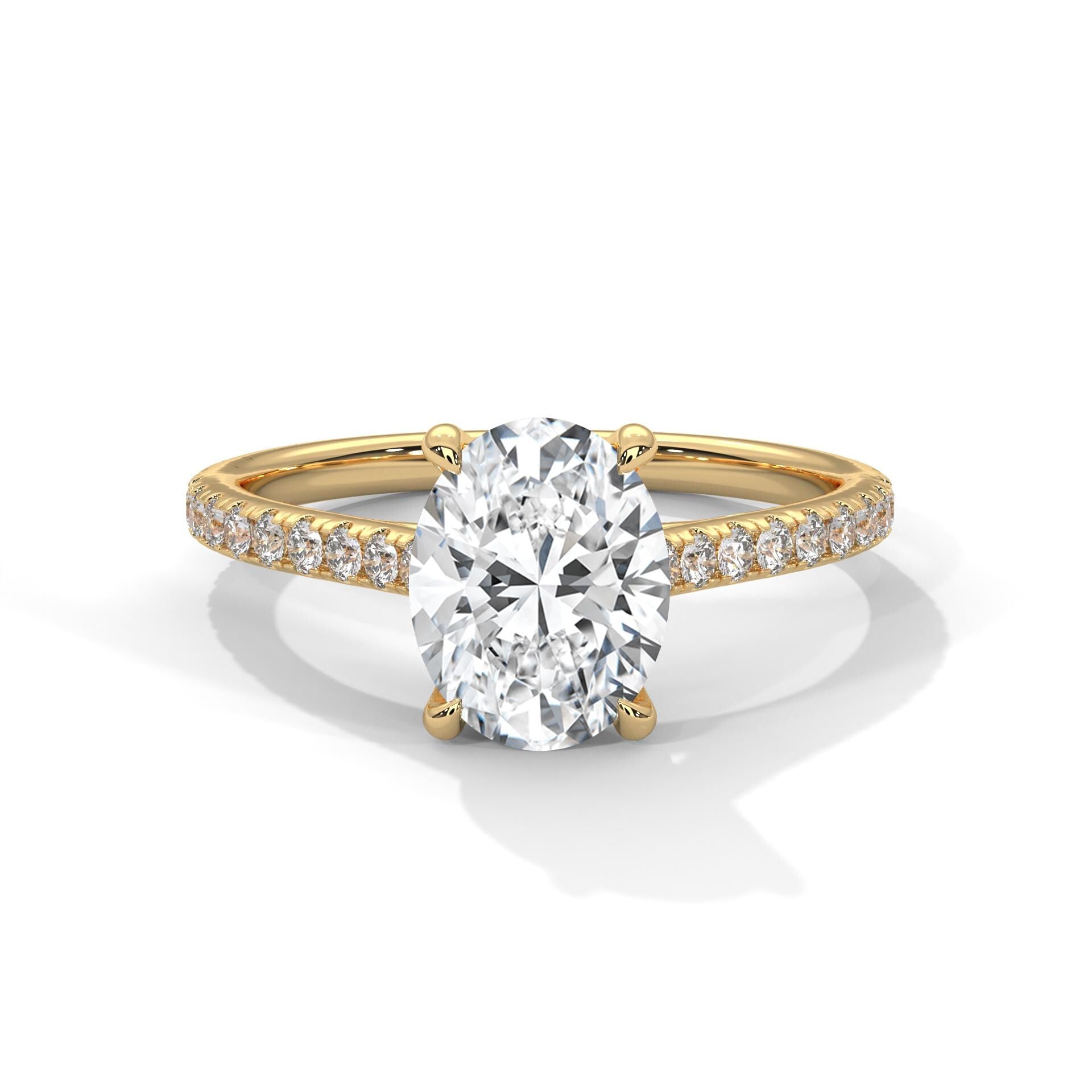 Oval Moissanite Engagement Ring, Rose Gold Plated Sterling Silver, Minimalist Bridal Band