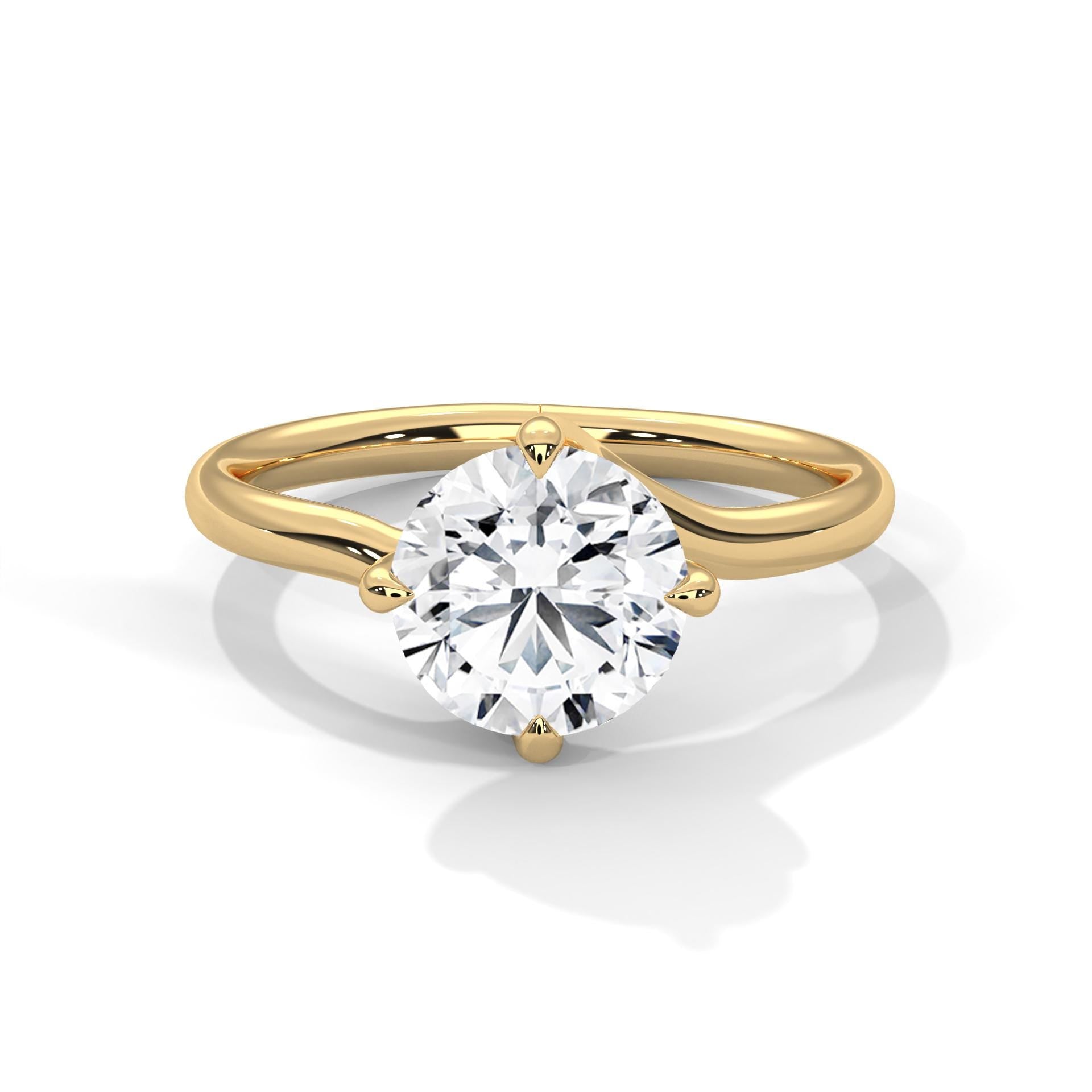 Round Cut Moissanite Engagement Ring, Rose Gold Sterling Silver Solitaire Promise Wedding Ring