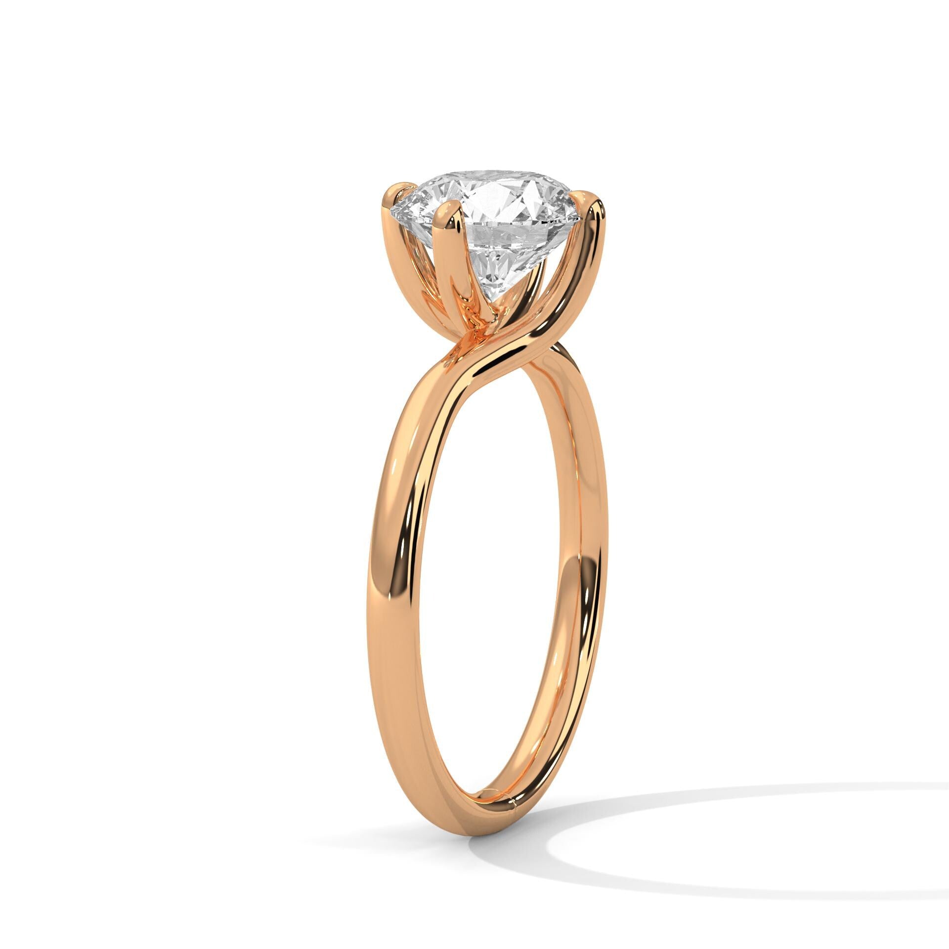 Round Cut Moissanite Engagement Ring, Rose Gold Sterling Silver Solitaire Promise Wedding Ring