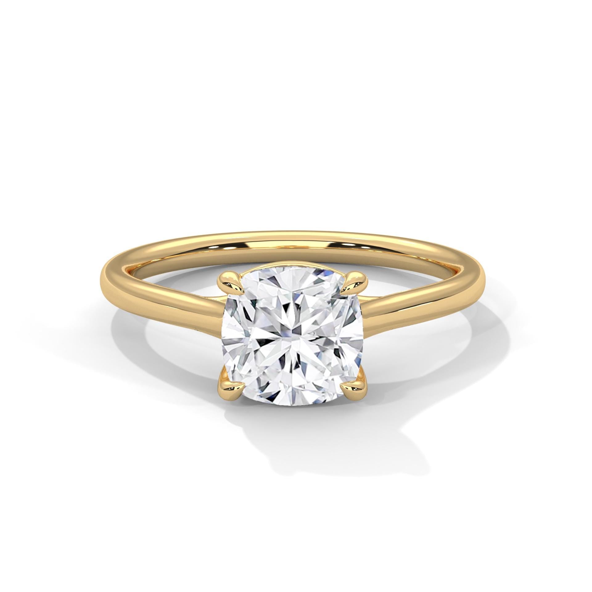 Cushion Cut Moissanite Engagement Ring, 925 Sterling Silver Solitaire Statement Ring